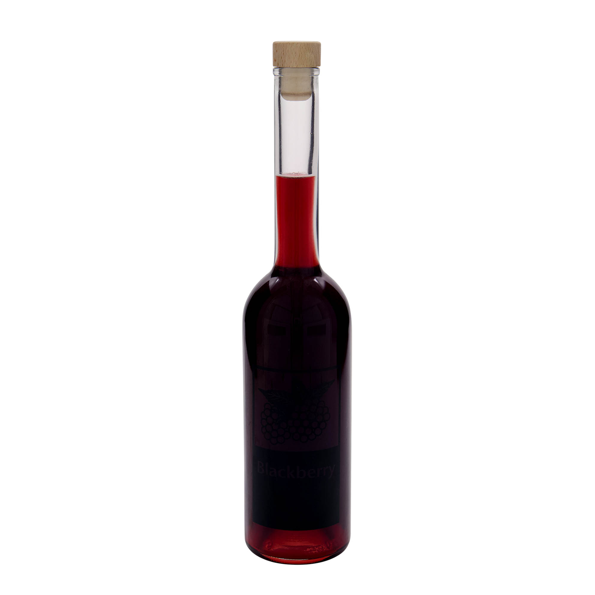 Γυάλινο μπουκάλι 'Opera' 500 ml, σχέδιο: Blackberry, στόμιο: φελλός