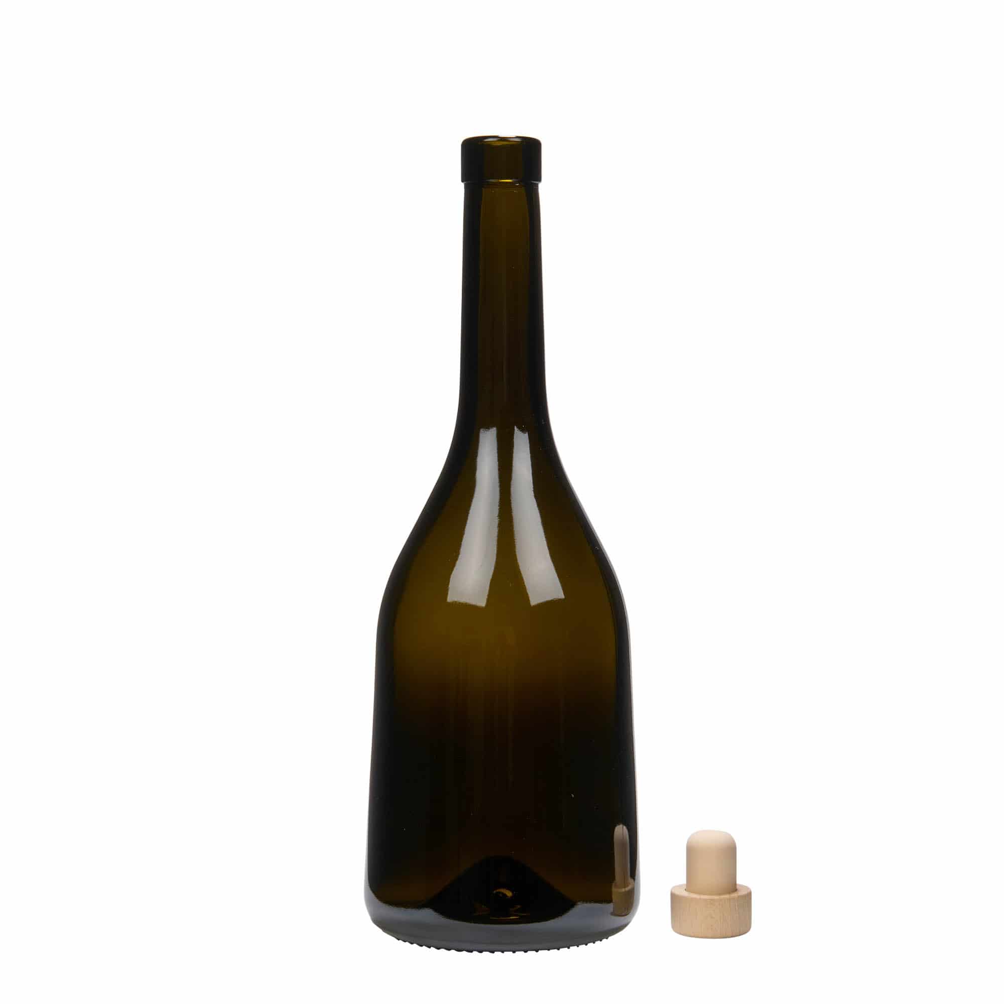Γυάλινο μπουκάλι 'Rustica' 750 ml, πράσινο αντικέ, στόμιο: φελλός