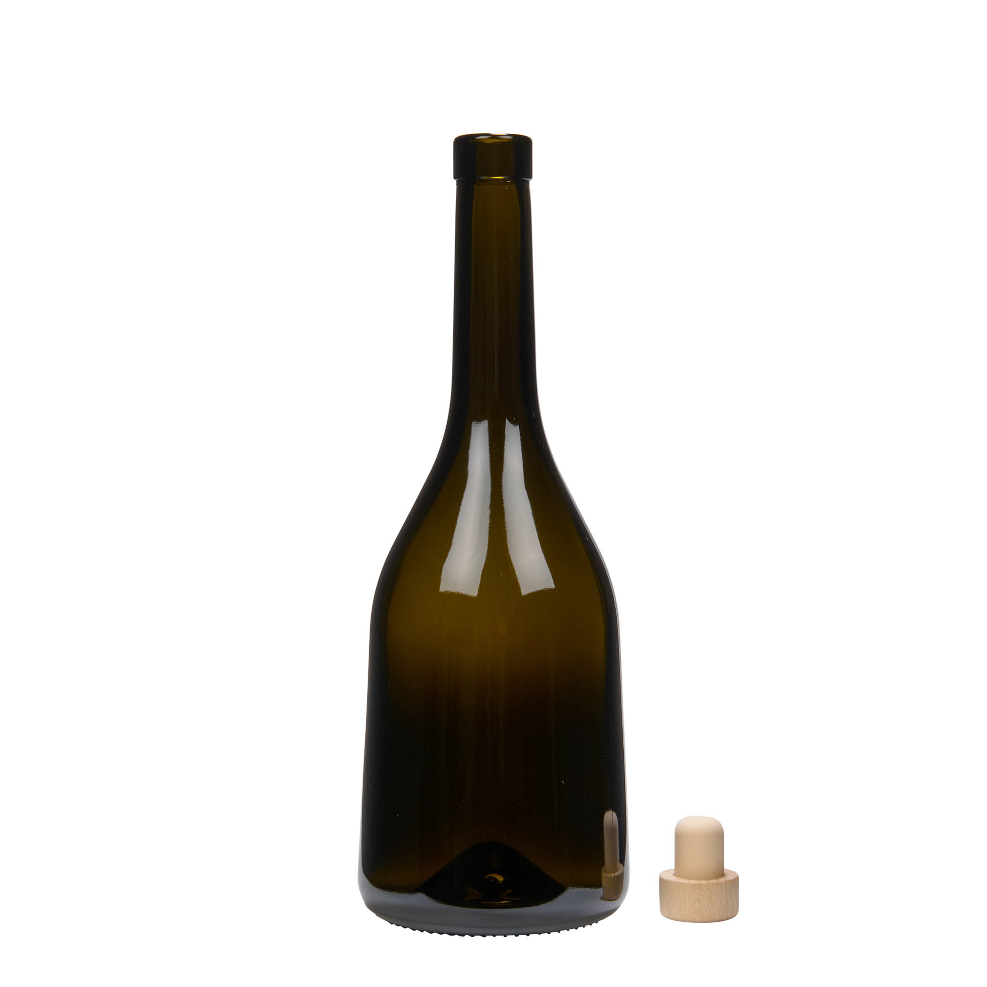 Γυάλινο μπουκάλι 'Rustica' 750 ml, πράσινο αντικέ, στόμιο: φελλός