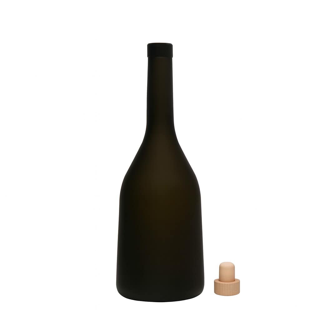 Γυάλινο μπουκάλι 'Rustica' 750 ml, πράσινο αντικέ, στόμιο: φελλός