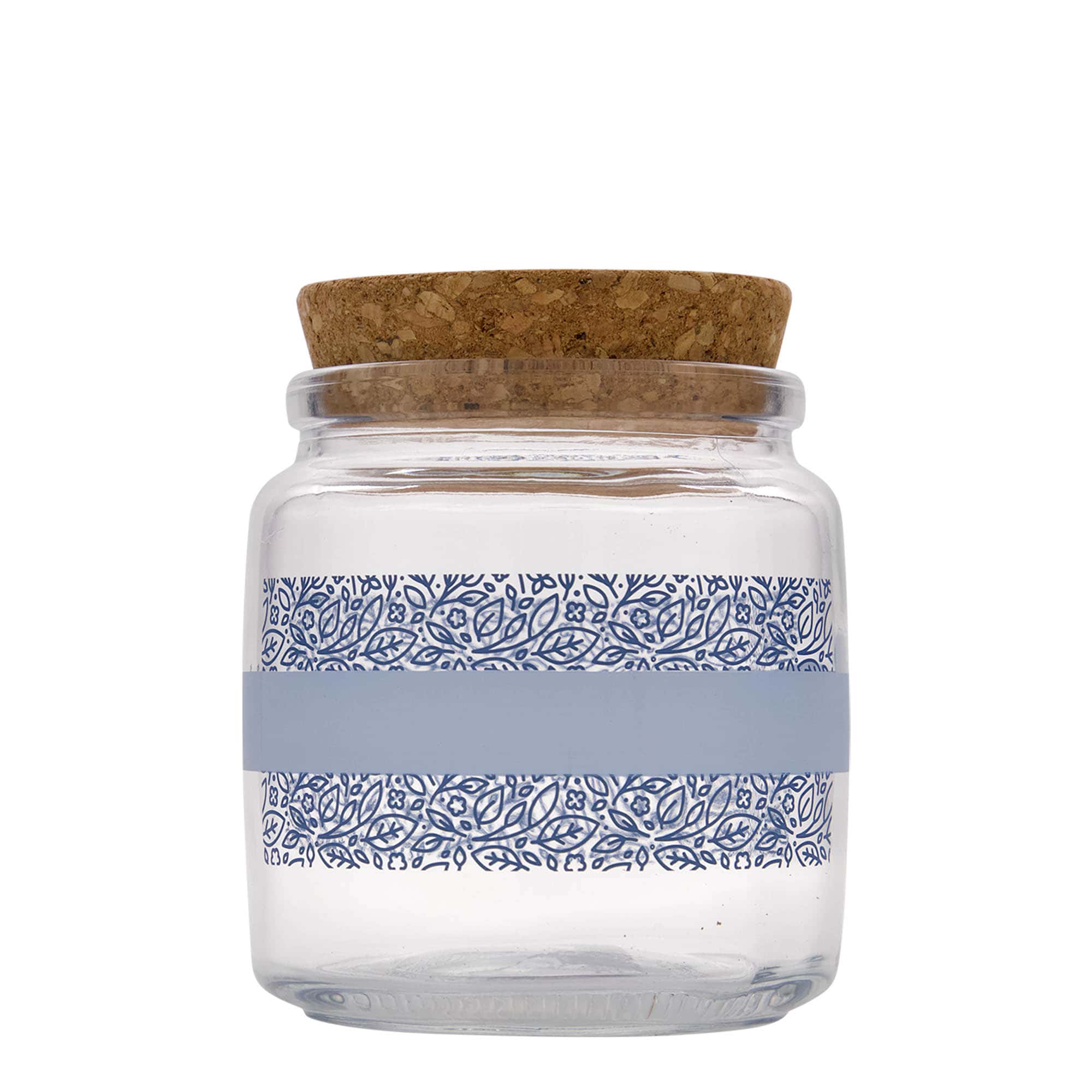 750 ml γυάλινο βάζο με φελλό 'Giara', σχέδιο: Naturalmente blu, στόμιο: φελλός
