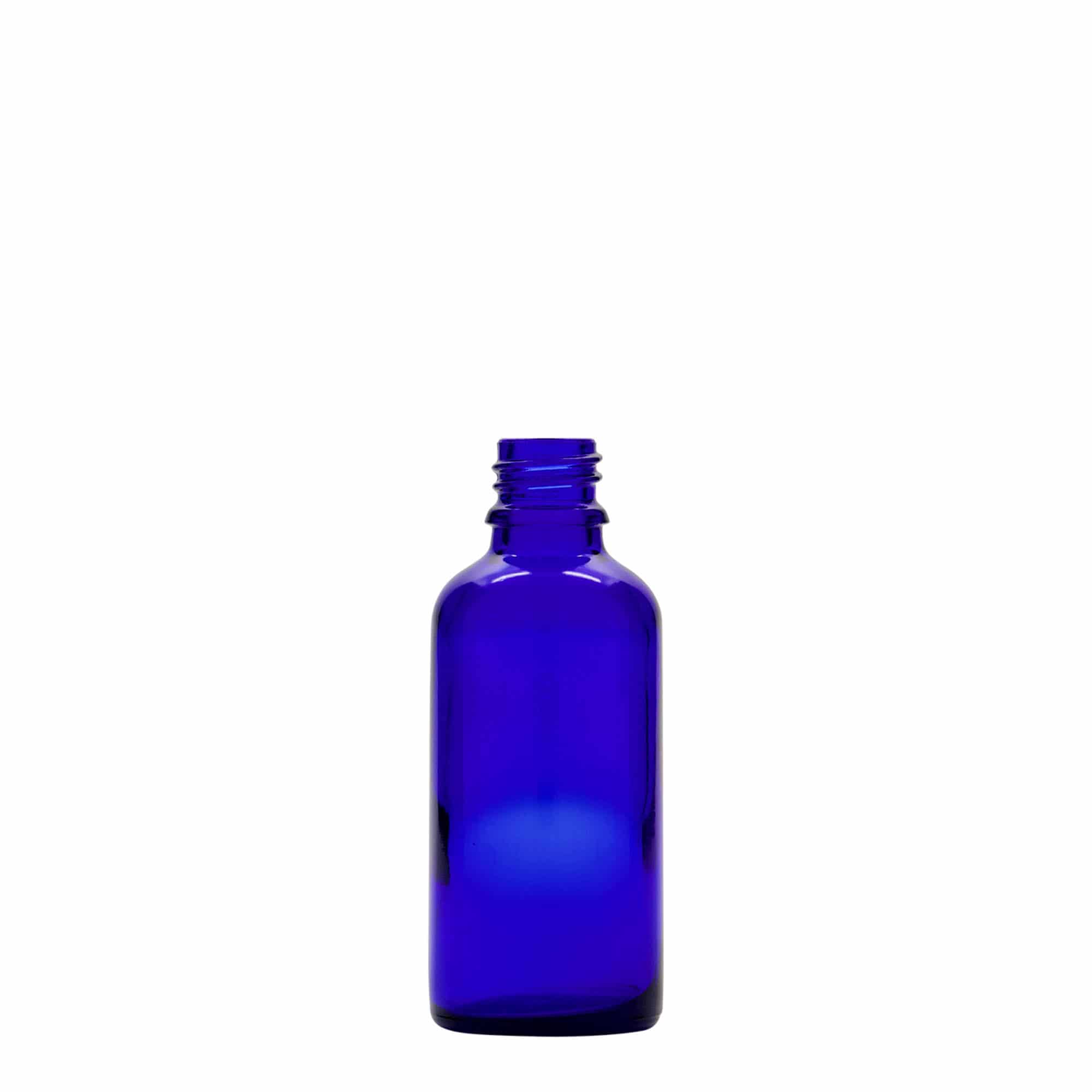 Μπουκάλι φαρμάκου με σταγονόμετρο 50 ml, γυάλινο, μπλε ρουά-κόκκινο, στόμιο: DIN 18