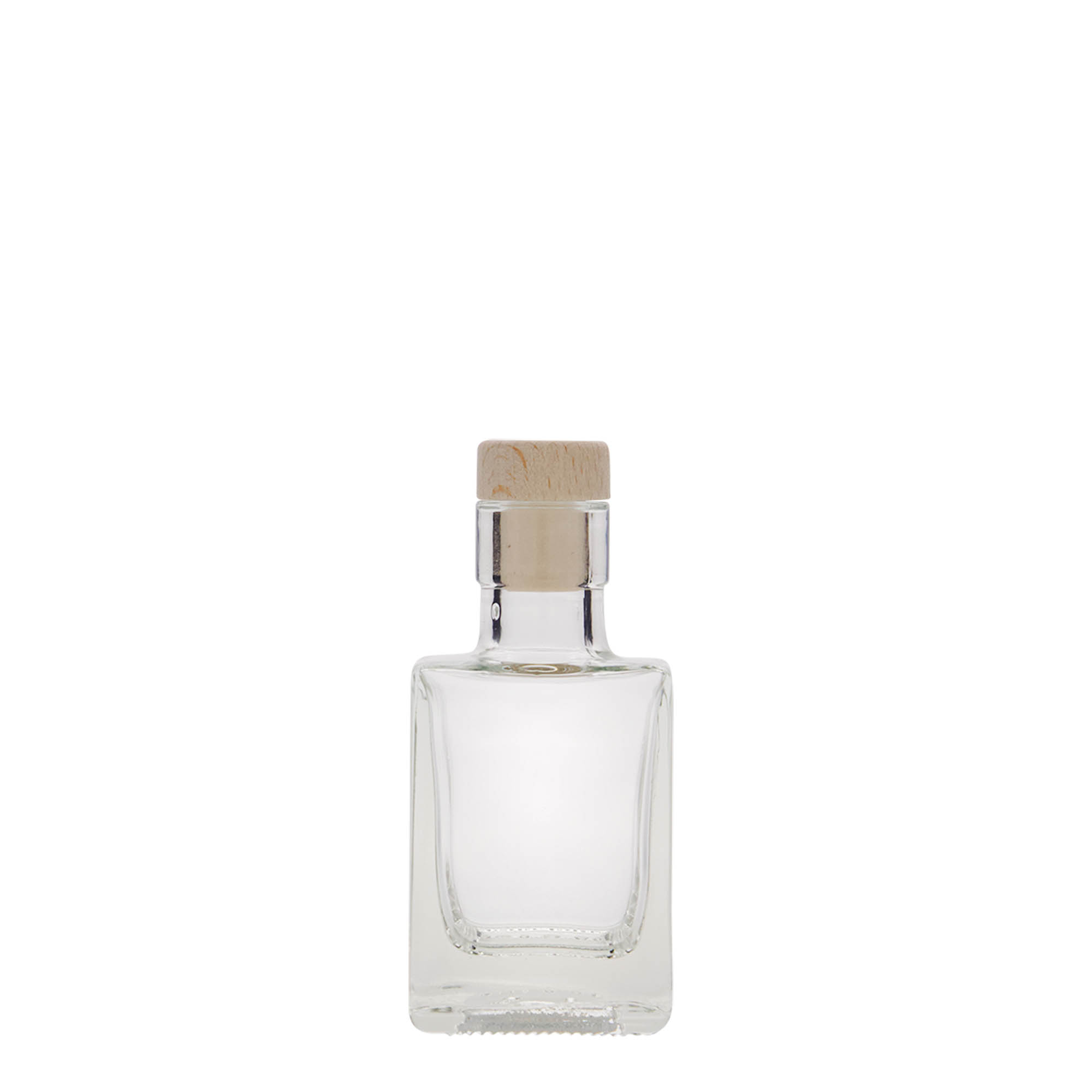 Γυάλινο μπουκάλι 'Cube' 50 ml, τετράγωνο, στόμιο: φελλός Γυάλινο μπουκάλι 'Cube' 50 ml, τετράγωνο, στόμιο: φελλός