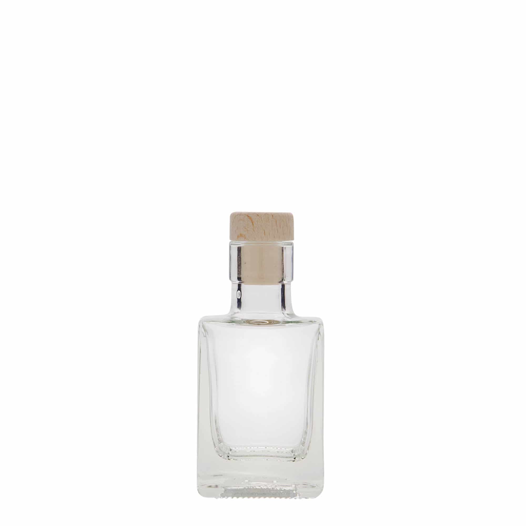 50 ml γυάλινο μπουκάλι 'Cube', τετράγωνο, στόμιο: φελλός
