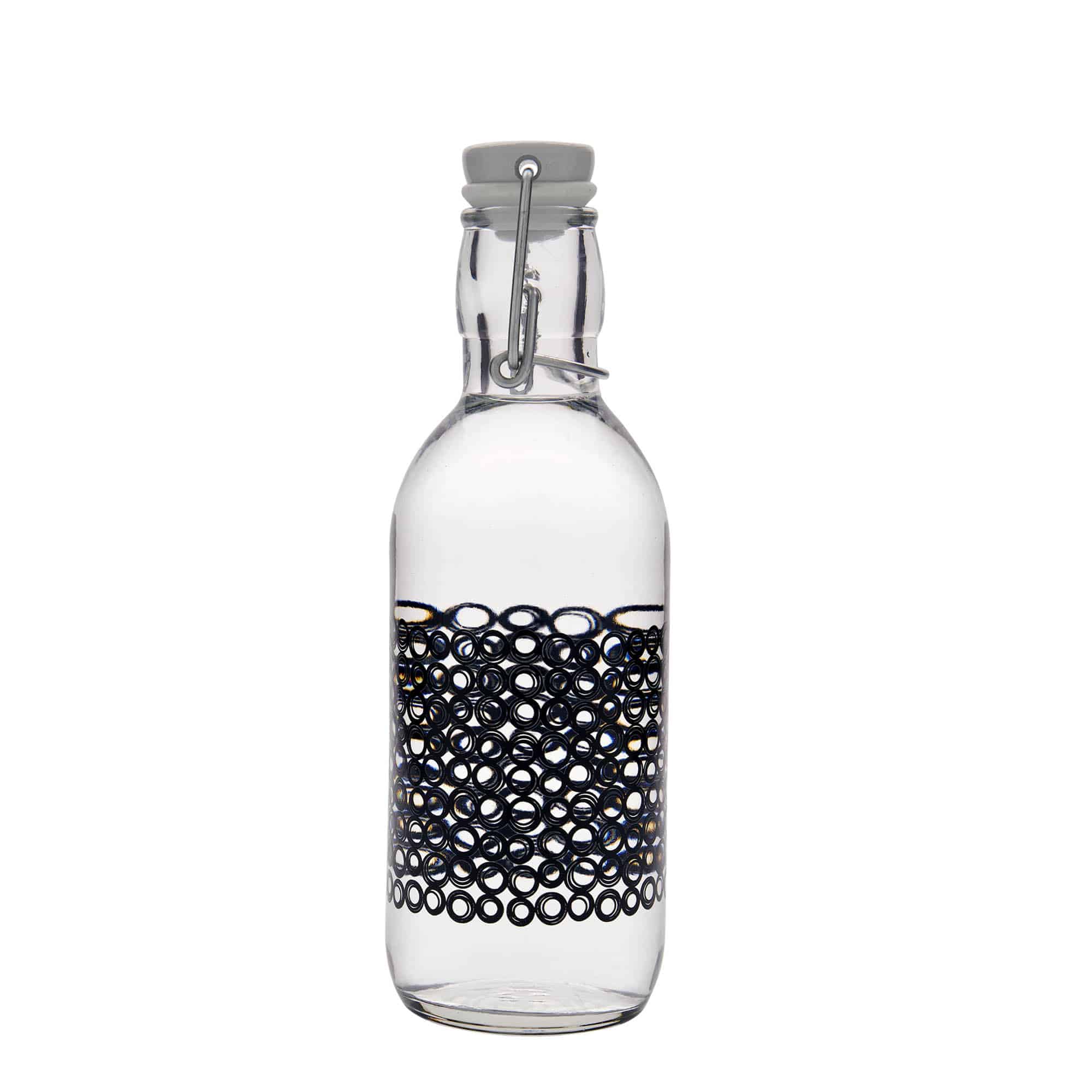 Γυάλινο μπουκάλι 'Emilia' 500 ml, σχέδιο: Circola nero, στόμιο: μηχανικό πώμα