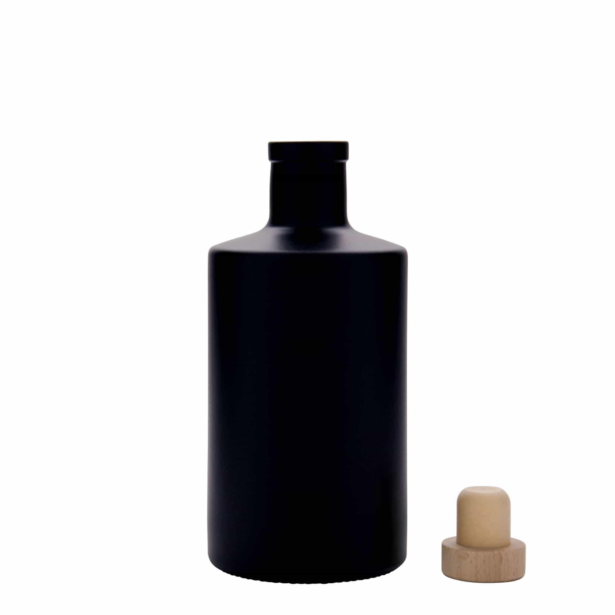 Γυάλινο μπουκάλι 'Caroline' 500 ml, μαύρο, στόμιο: φελλός