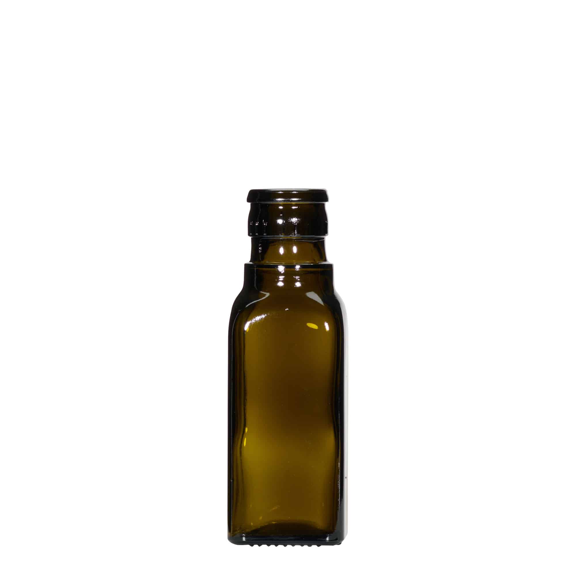 Μπουκάλι για ξίδι/λάδι 'Quadra' 100 ml, γυάλινο, τετράγωνο, πράσινο αντικέ, στόμιο: DOP Μπουκάλι για ξίδι/λάδι 'Quadra' 100 ml, γυάλινο, τετράγωνο, πράσινο αντικέ, στόμιο: DOP
