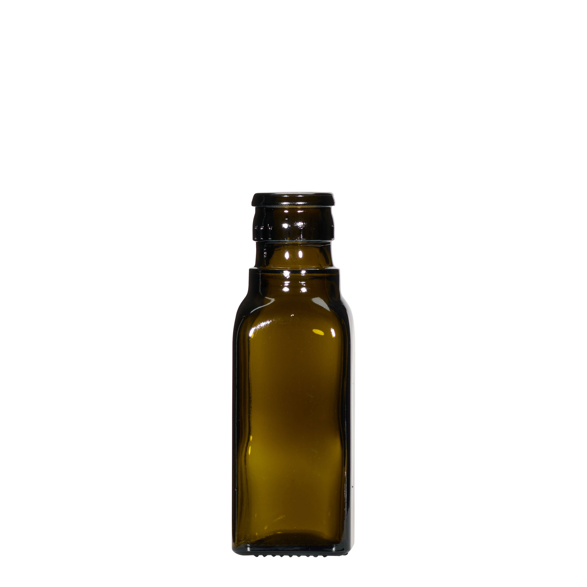 Μπουκάλι για ξίδι/λάδι 'Quadra' 100 ml, γυάλινο, τετράγωνο, πράσινο αντικέ, στόμιο: DOP