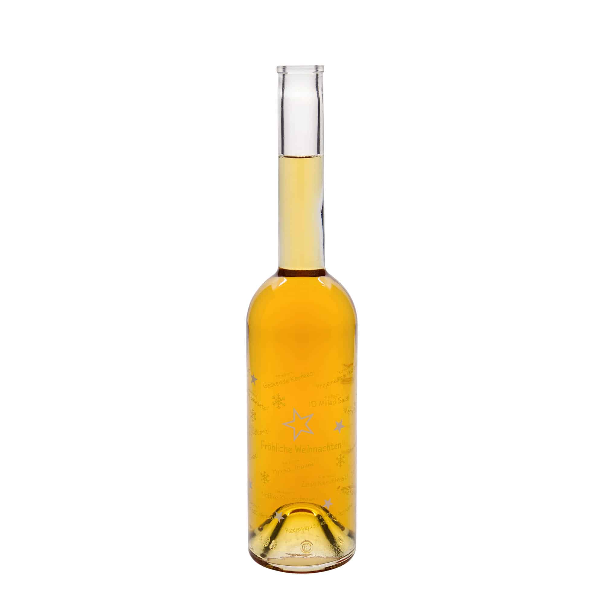 Γυάλινο μπουκάλι 'Opera' 500 ml, σχέδιο: Χριστούγεννα στον κόσμο, στόμιο: φελλός