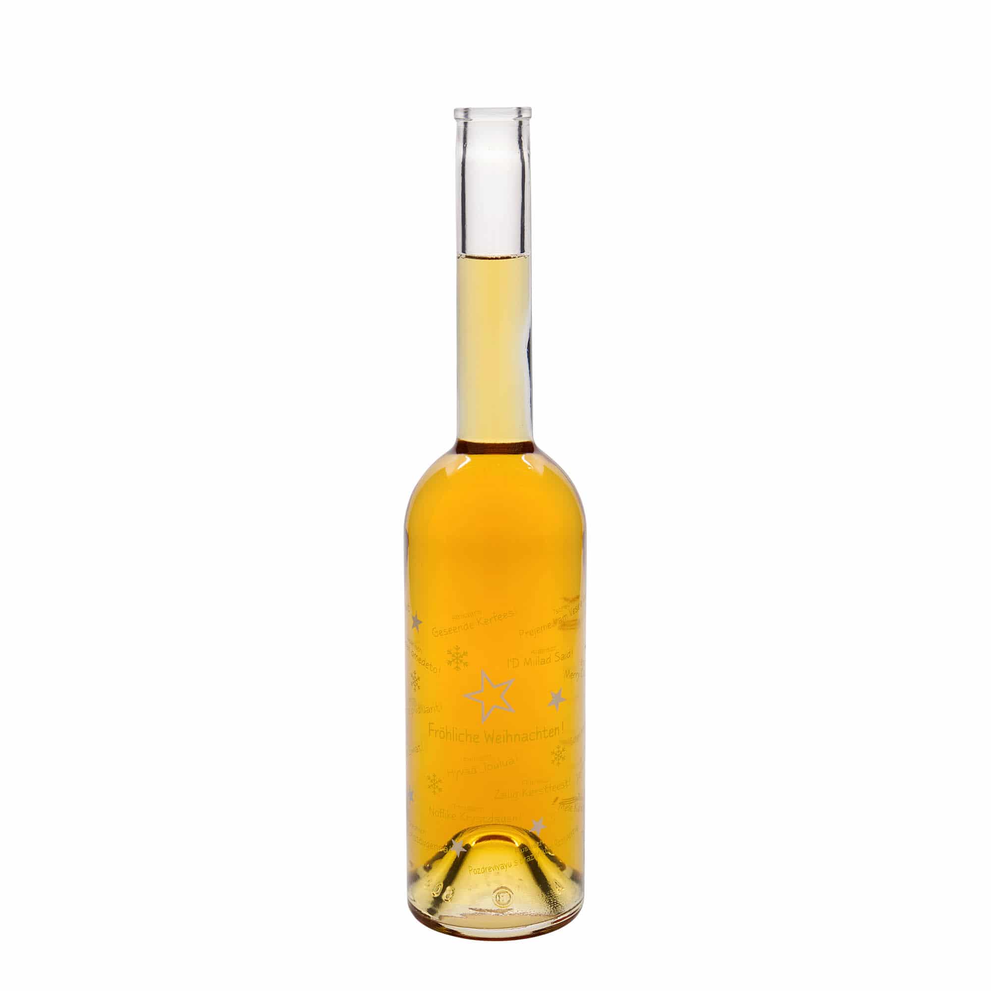 500 ml γυάλινο μπουκάλι 'Όπερα', σχέδιο: Χριστούγεννα στον κόσμο, στόμιο: φελλός