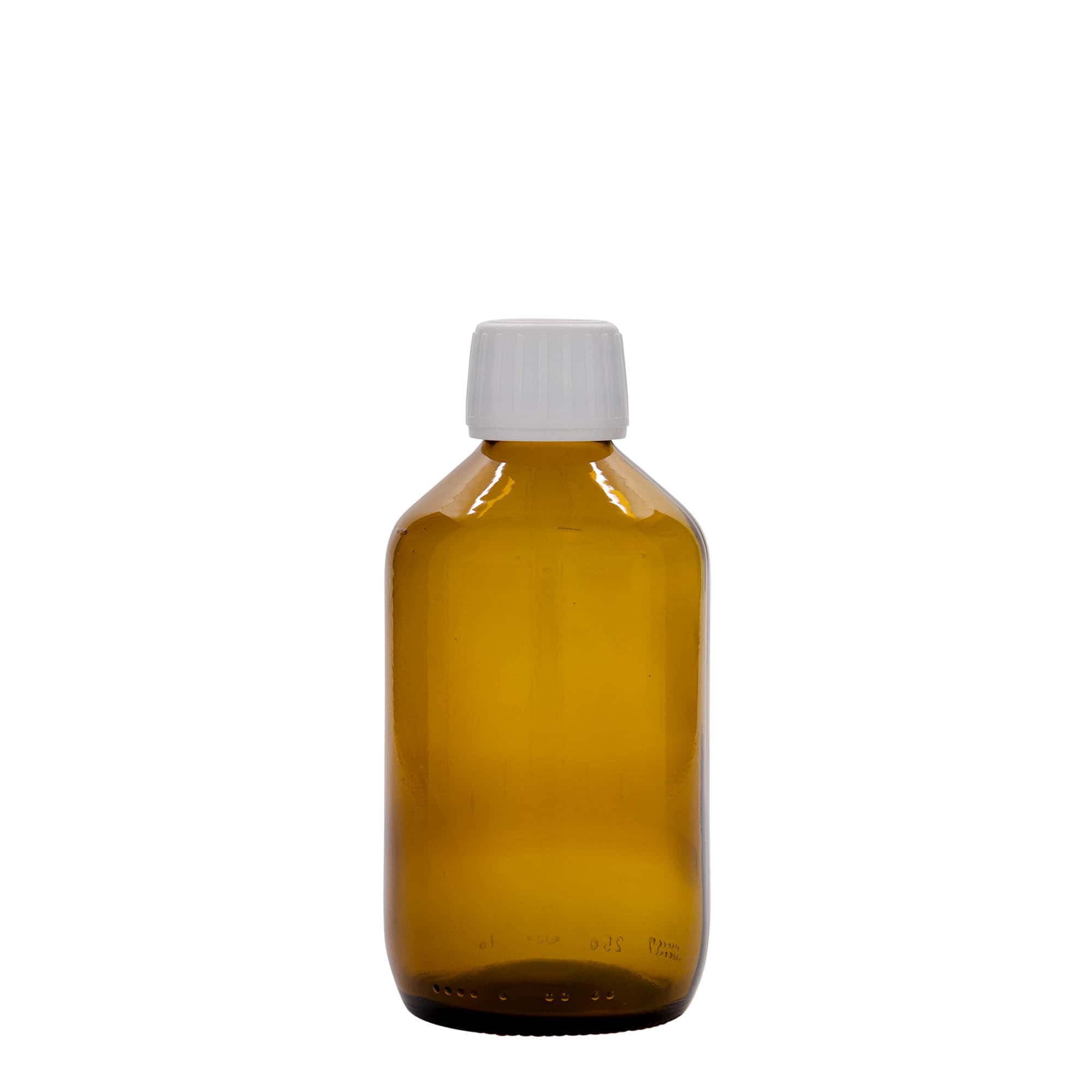 250 ml ιατρικό μπουκάλι, καφέ, γυαλί, στόμιο: PP 28