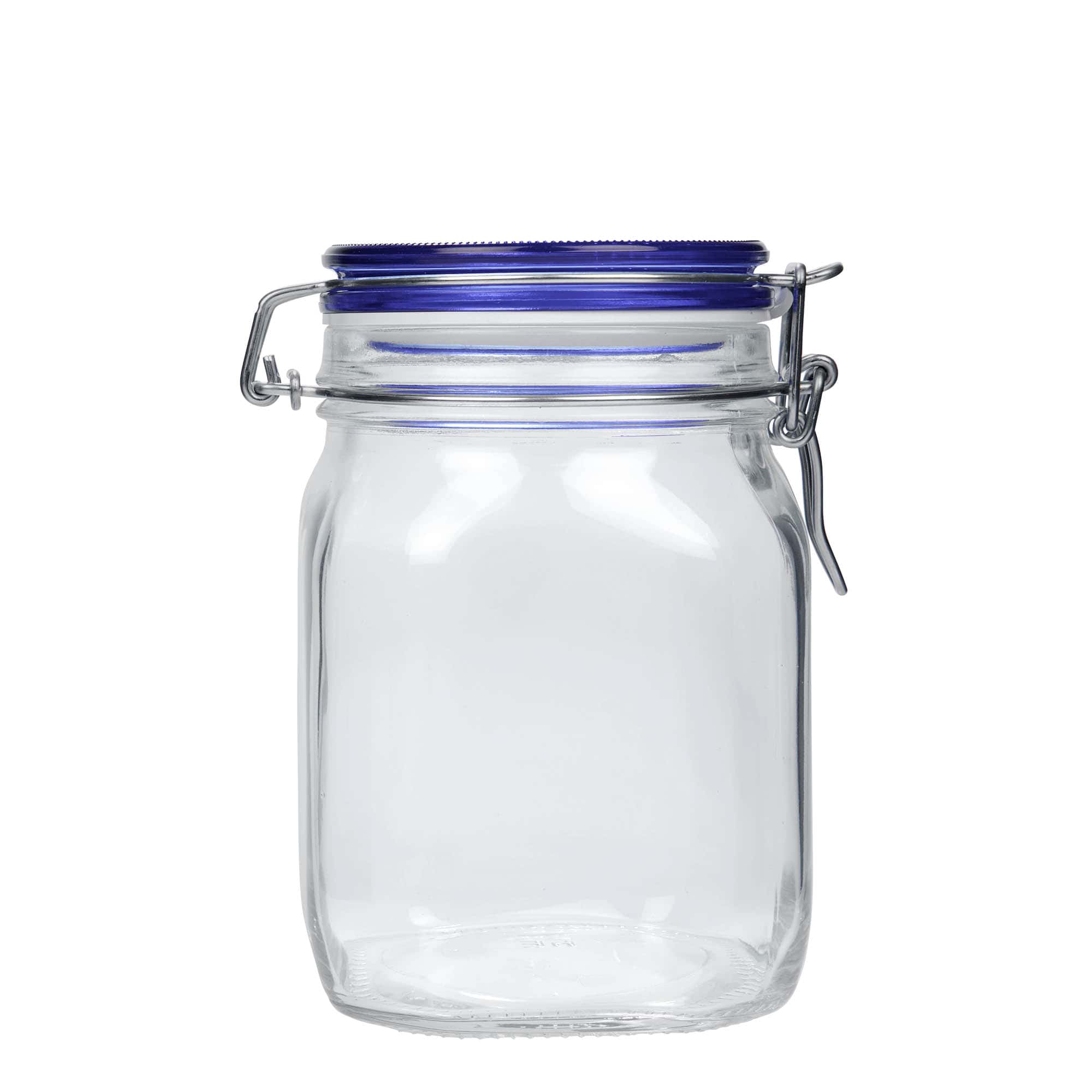 Βάζο με καπάκι με κλιπ 'Fido' Blue Top 1.000 ml, τετράγωνο, στόμιο: καπάκι με κλιπ Βάζο με καπάκι με κλιπ 'Fido' Blue Top 1.000 ml, τετράγωνο, στόμιο: καπάκι με κλιπ