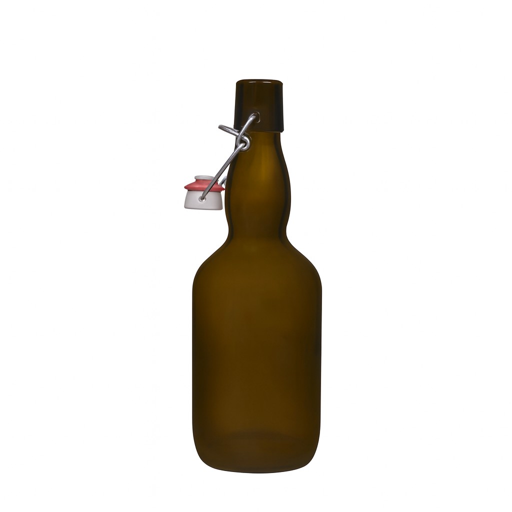 Μπουκάλι μπύρας με φαρδύ λαιμό 500 ml, γυάλινο, πράσινο αντικέ, στόμιο: μηχανικό πώμα