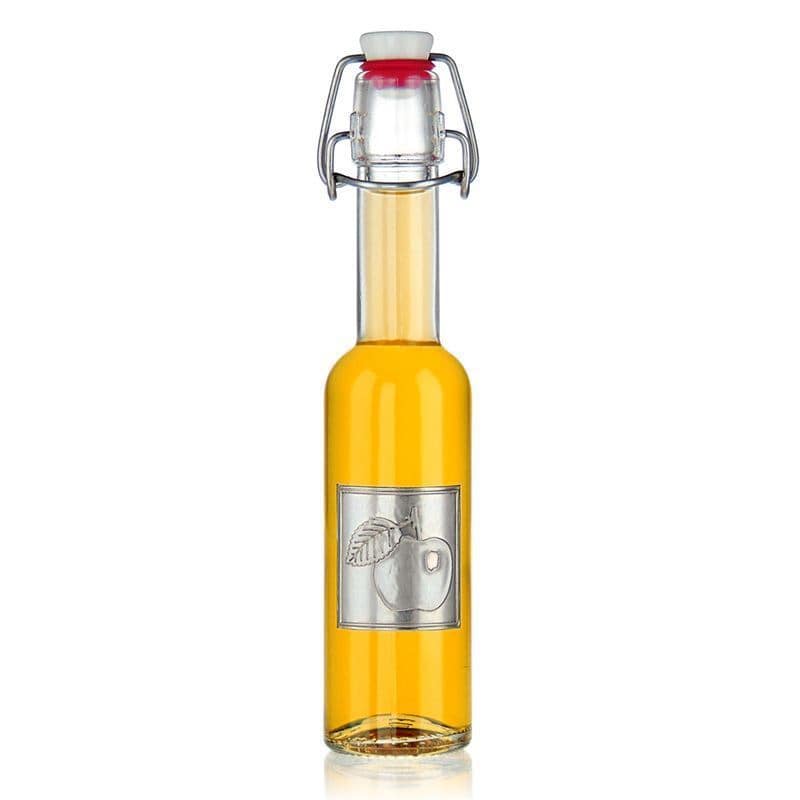 Μεταλλική ετικέτα 'Μήλο', τετράγωνη, μεταλλική, ασημί