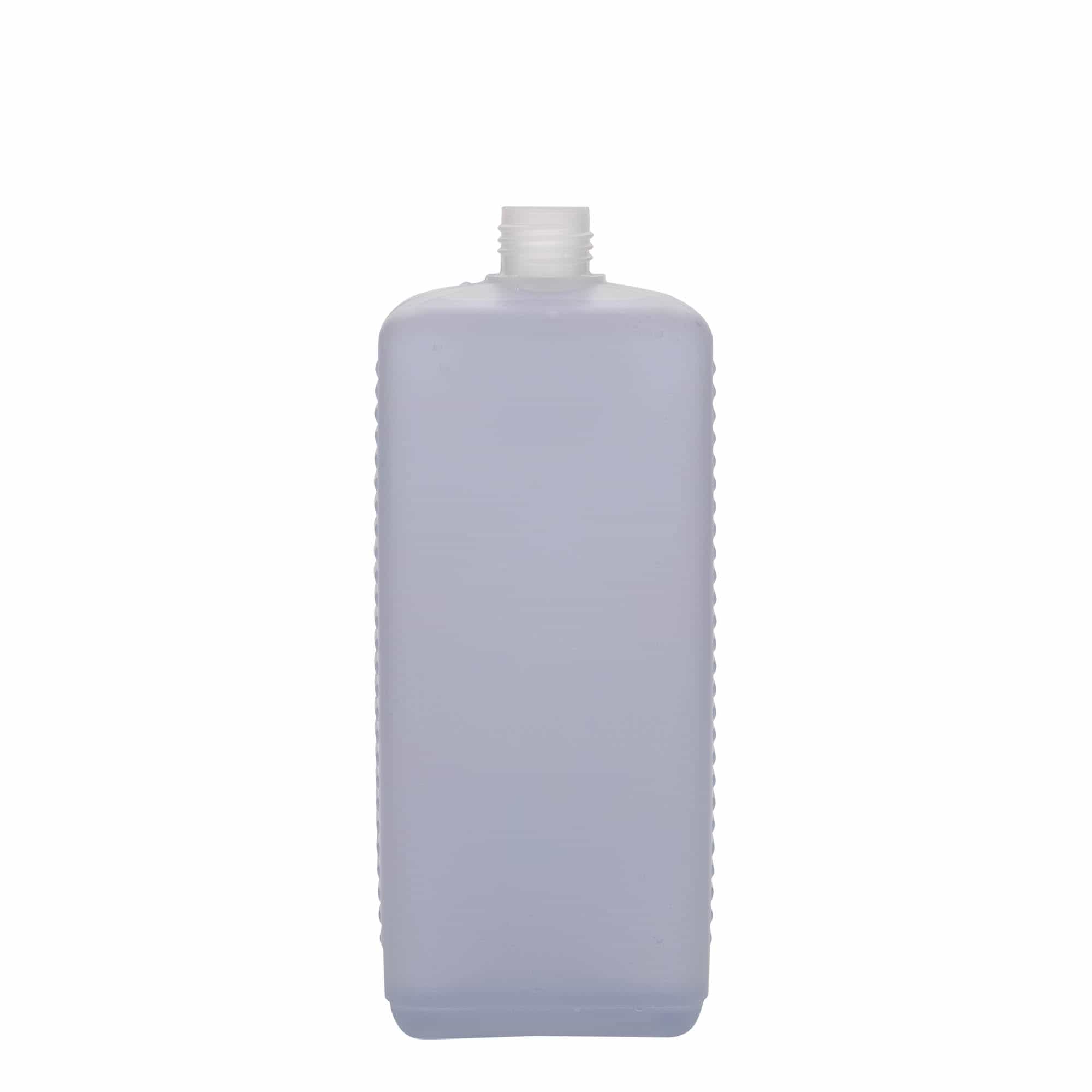 Ορθογώνιο μπουκάλι 1.000 ml, πλαστικό HDPE, φυσικό χρώμα, στόμιο: DIN 25 EPE