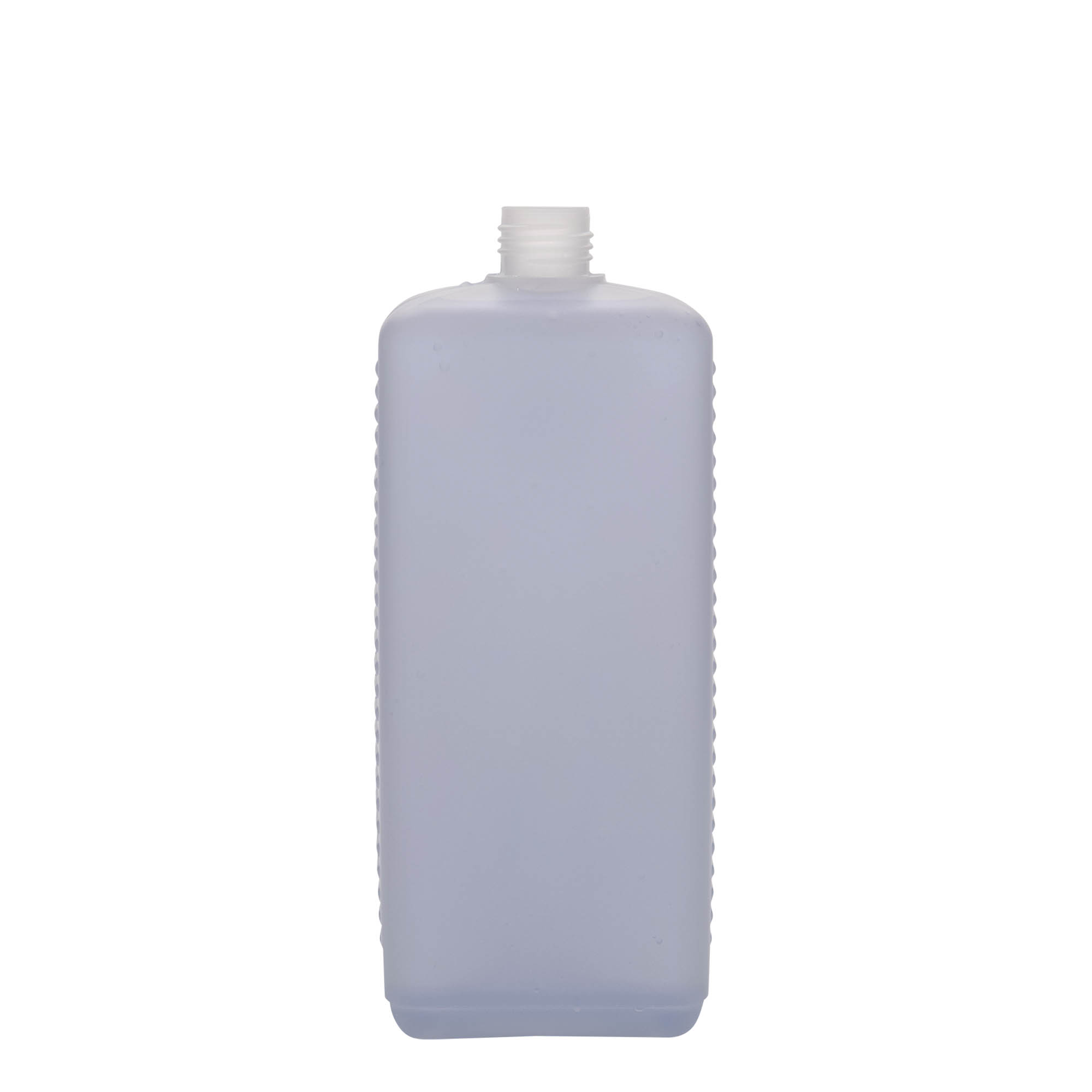 Ορθογώνιο μπουκάλι 1.000 ml, πλαστικό HDPE, φυσικό χρώμα, στόμιο: DIN 25 EPE