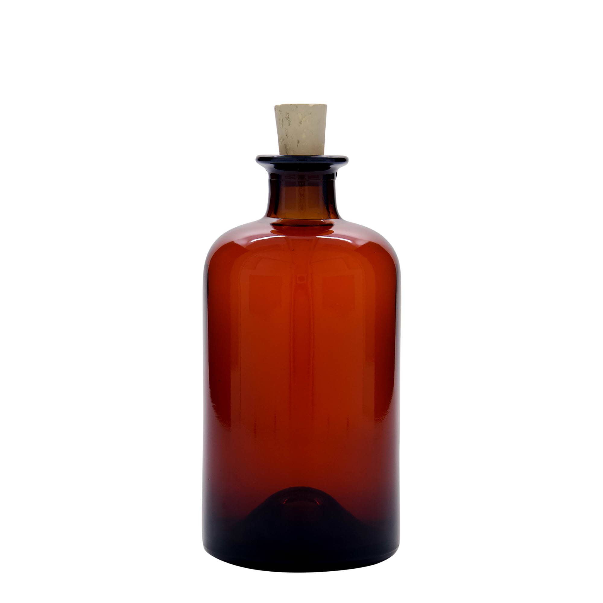 500 ml γυάλινο μπουκάλι φαρμακοποιού, καφέ, στόμιο: φελλός