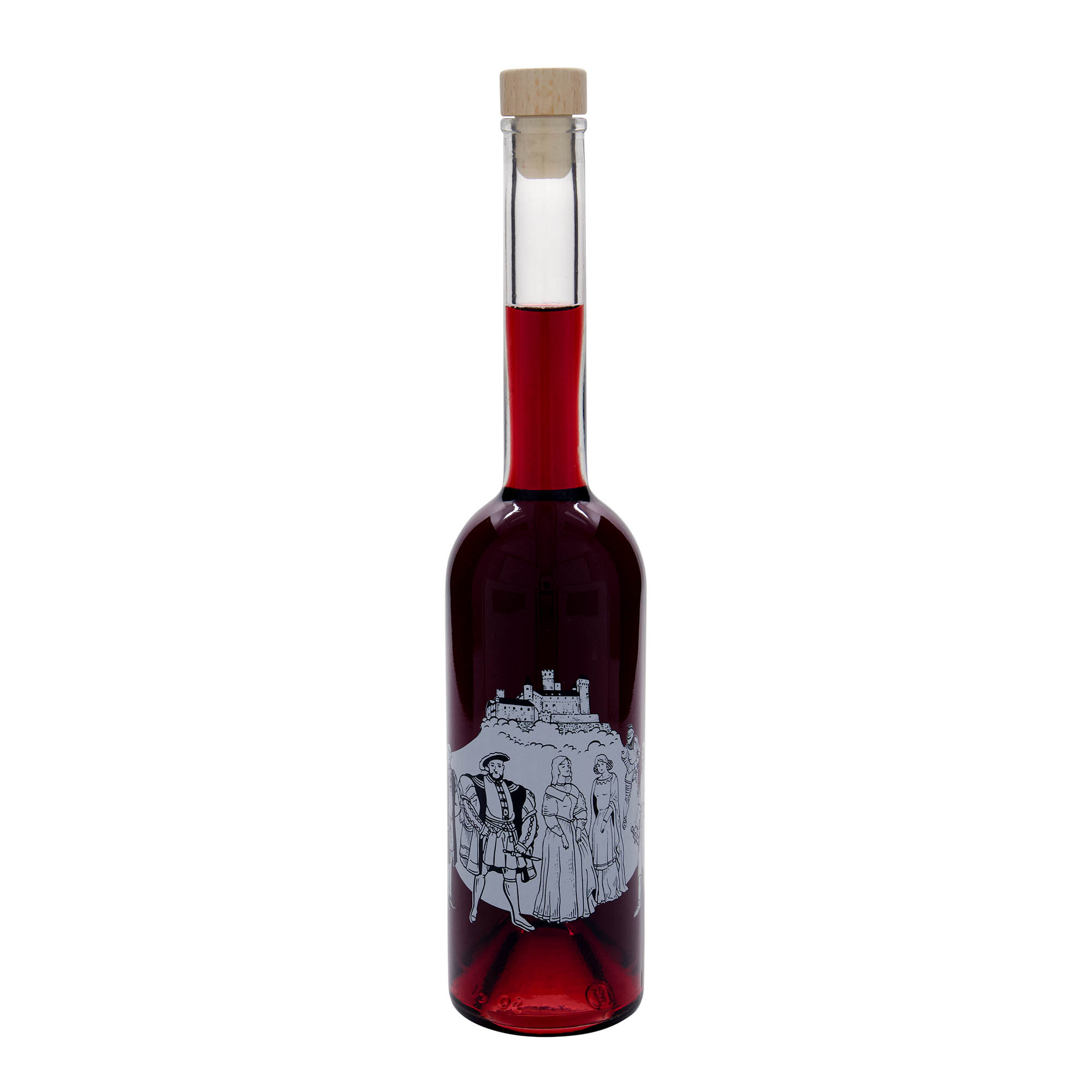 Γυάλινο μπουκάλι 'Opera' 500 ml, σχέδιο: μεσαίωνας, στόμιο: φελλός
