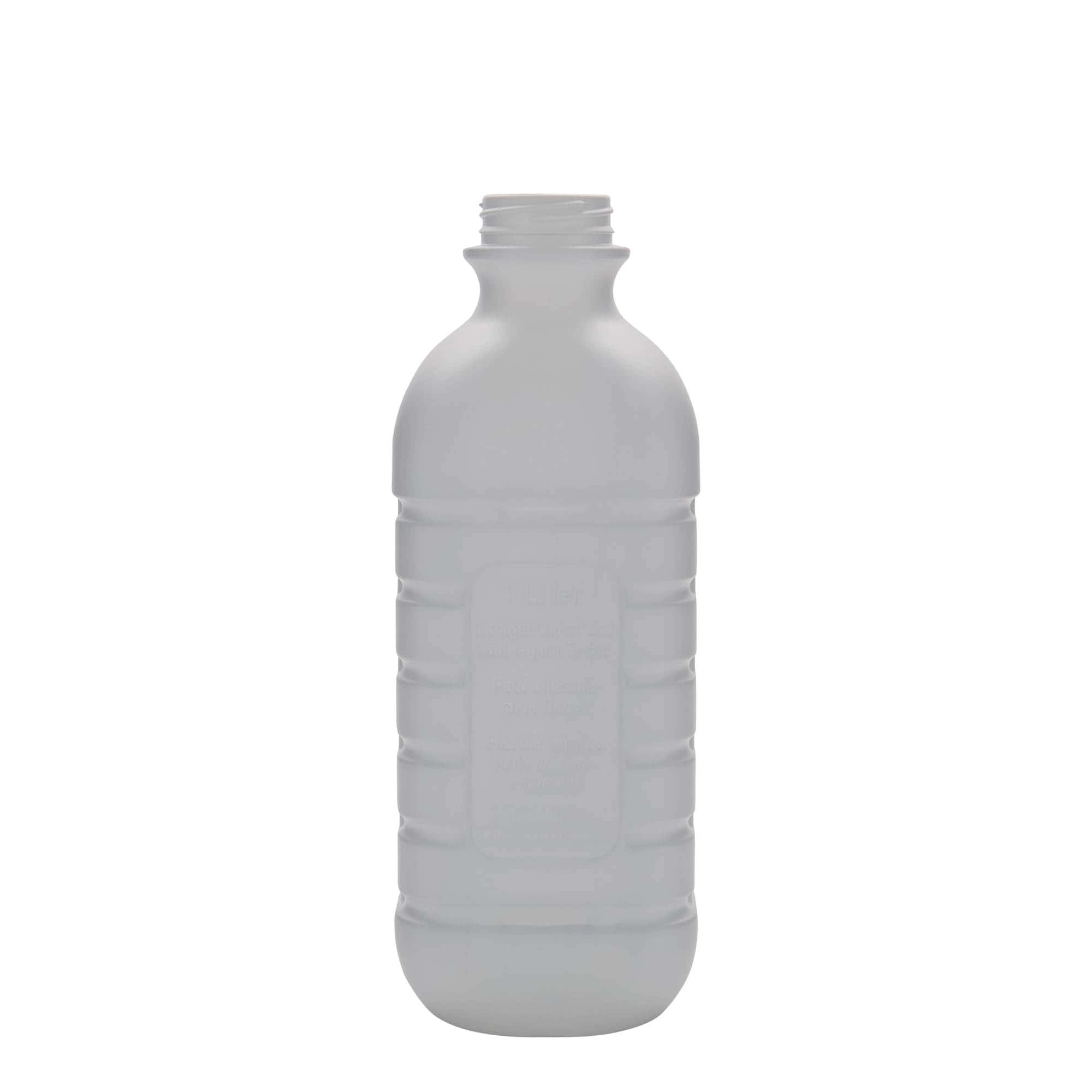 Μπουκάλι για γάλα 1.000 ml, ορθογώνιο, πλαστικό HDPE, λευκό, στόμιο: PEHD40