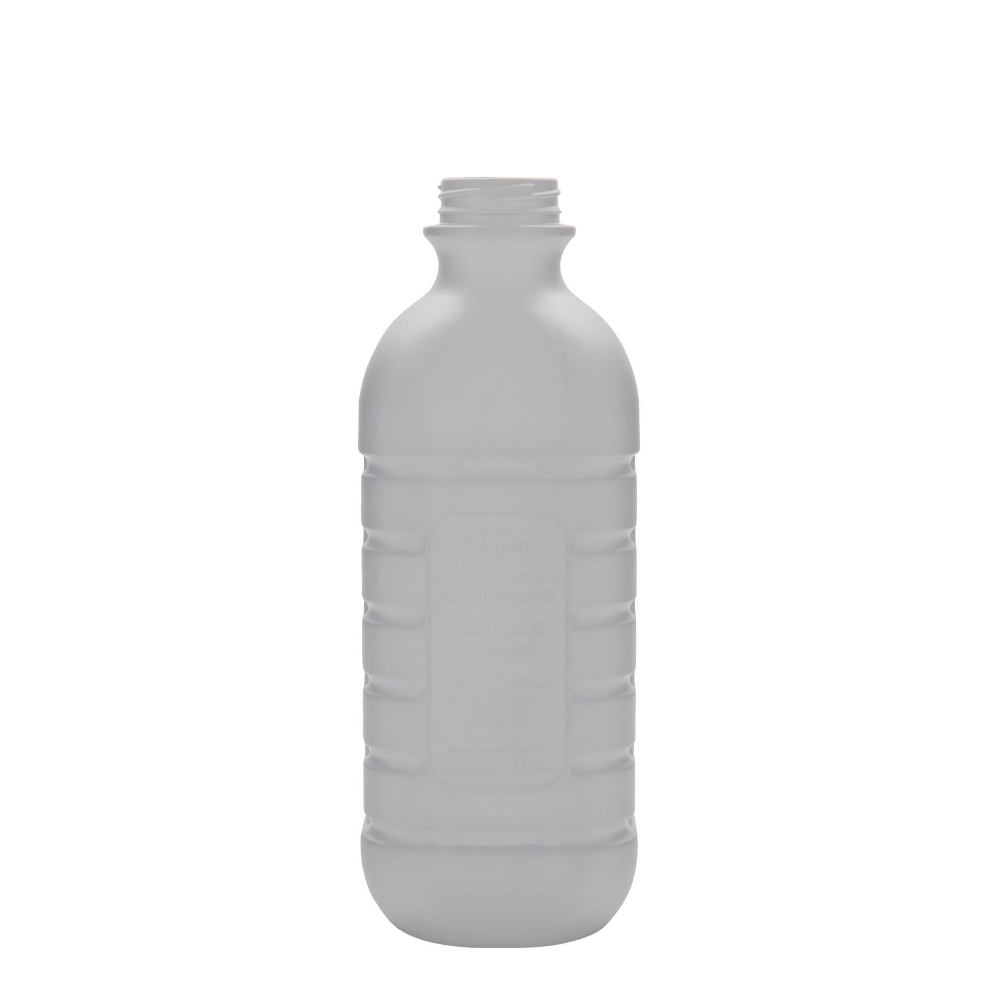 Μπουκάλι για γάλα 1.000 ml, ορθογώνιο, πλαστικό HDPE, λευκό, στόμιο: PEHD40 Μπουκάλι για γάλα 1.000 ml, ορθογώνιο, πλαστικό HDPE, λευκό, στόμιο: PEHD40