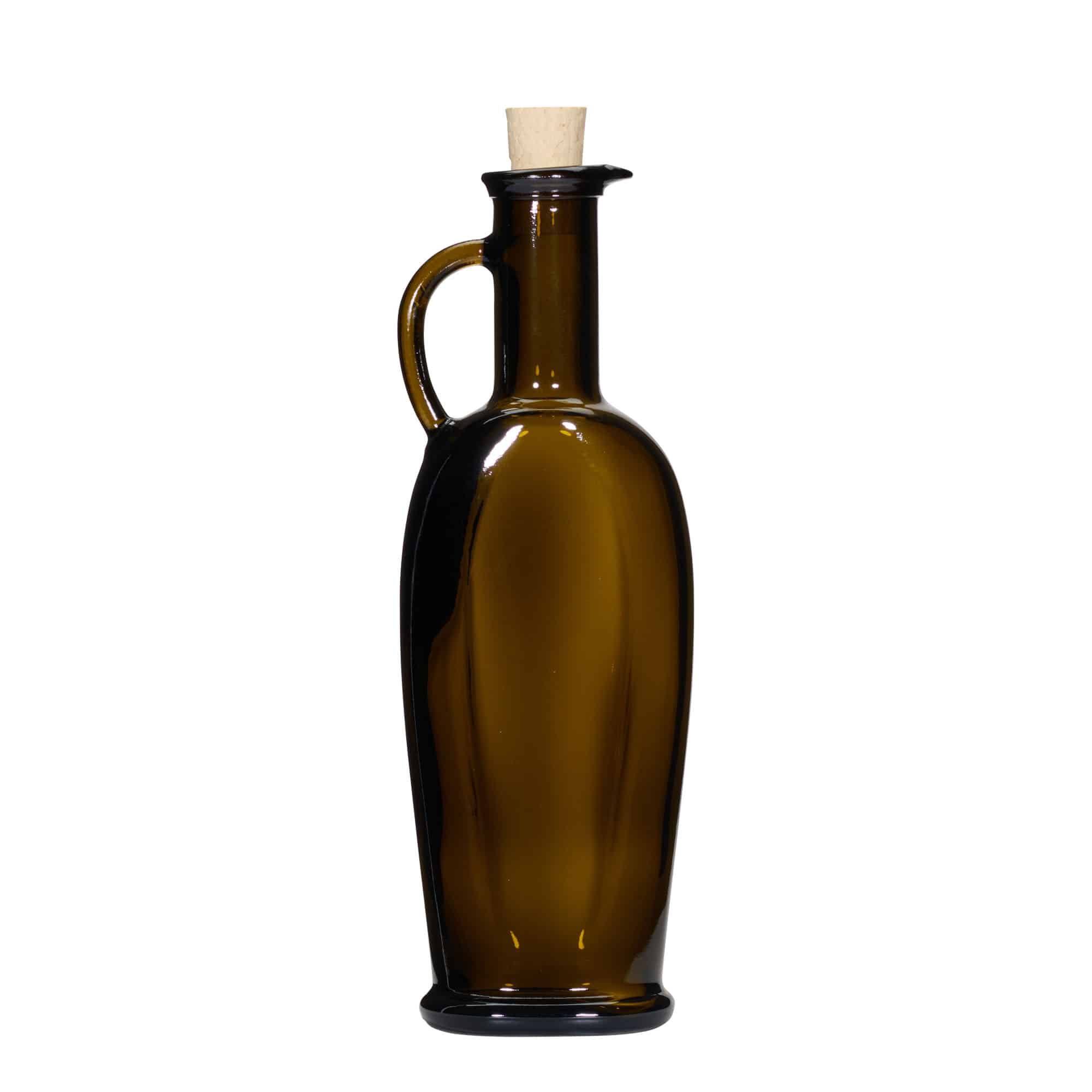 Γυάλινο μπουκάλι 'Eleganta' 250 ml, οβάλ, πράσινο αντικέ, στόμιο: φελλός