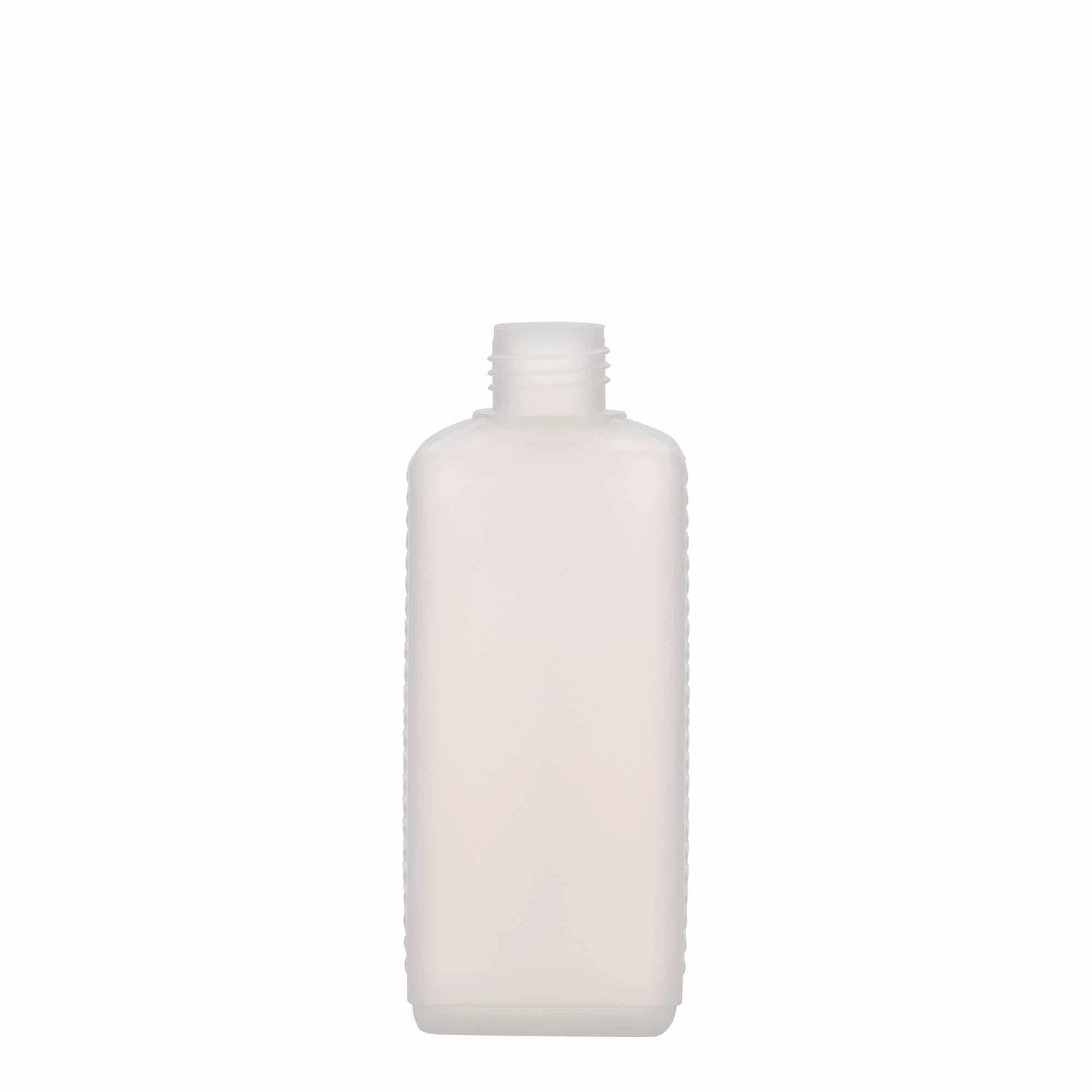 Ορθογώνιο μπουκάλι 250 ml, πλαστικό HDPE, φυσικό χρώμα, στόμιο: DIN 25 EPE Ορθογώνιο μπουκάλι 250 ml, πλαστικό HDPE, φυσικό χρώμα, στόμιο: DIN 25 EPE
