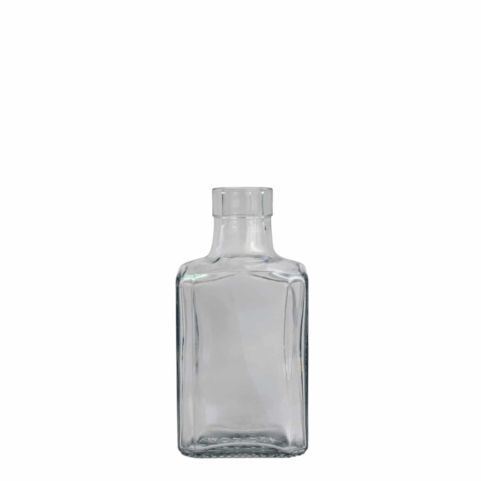 250 ml Glasflasche 'Decanter Quadro Oberband', quadratisch, Mündung: Kork