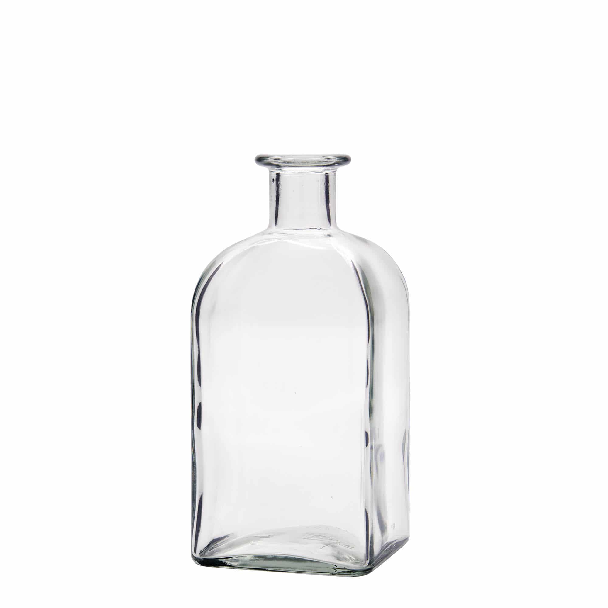 Γυάλινο μπουκάλι φαρμακείου 'Carré' 500 ml, τετράγωνο, στόμιο: φελλός
