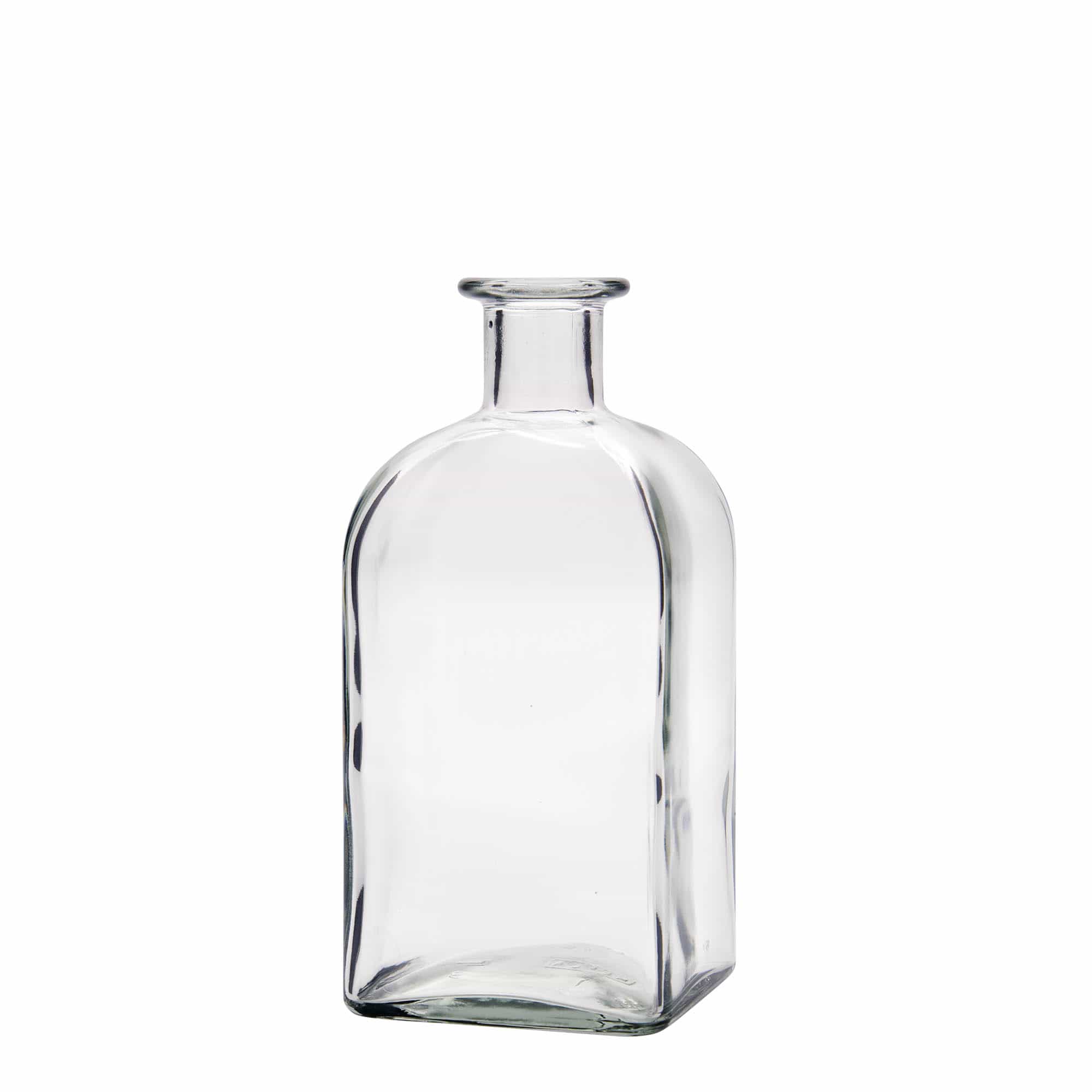 Γυάλινο μπουκάλι φαρμακείου 'Carré' 500 ml, τετράγωνο, στόμιο: φελλός