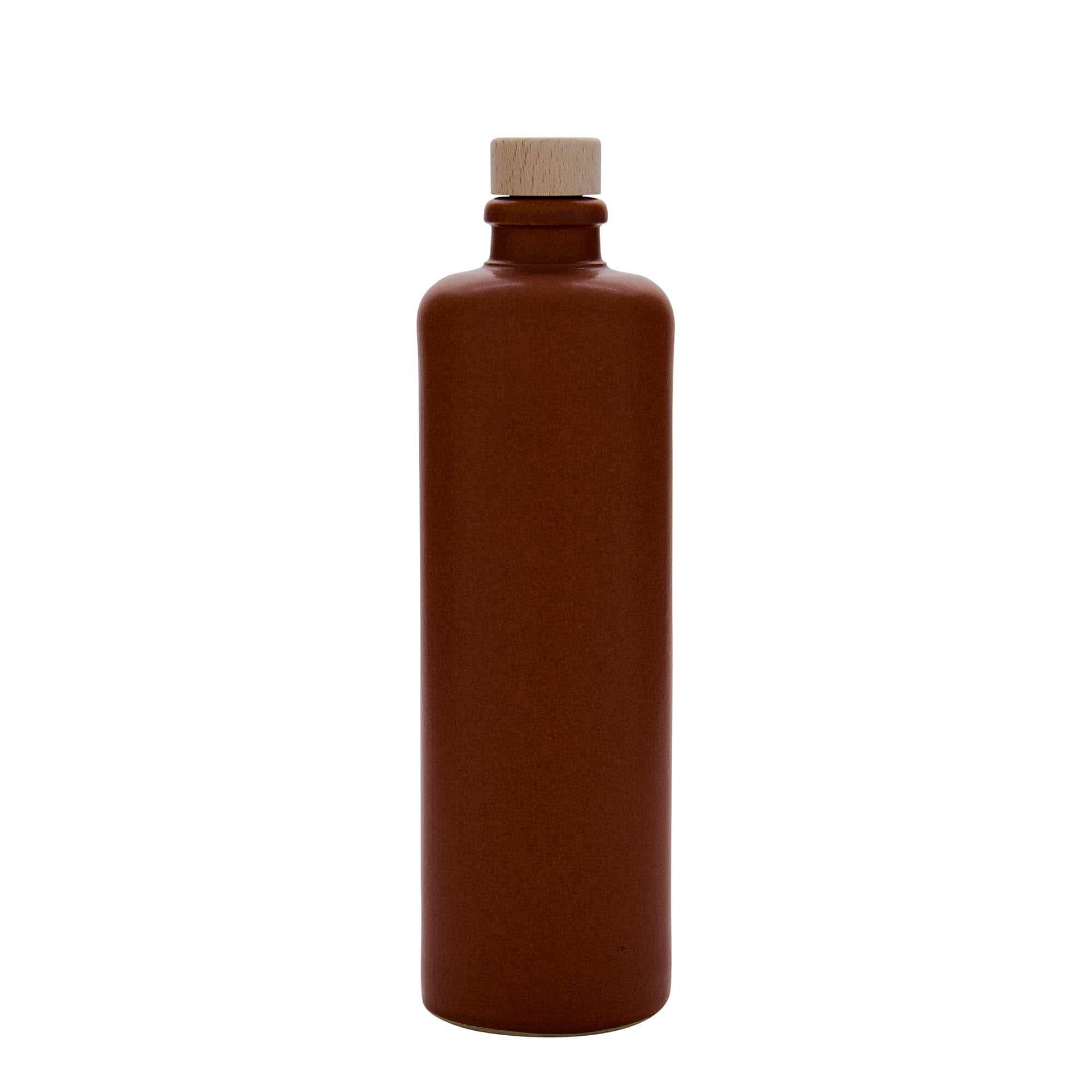 Κεραμικό μπουκάλι 500 ml, κεραμικό, κόκκινο-καφέ, στόμιο: φελλός