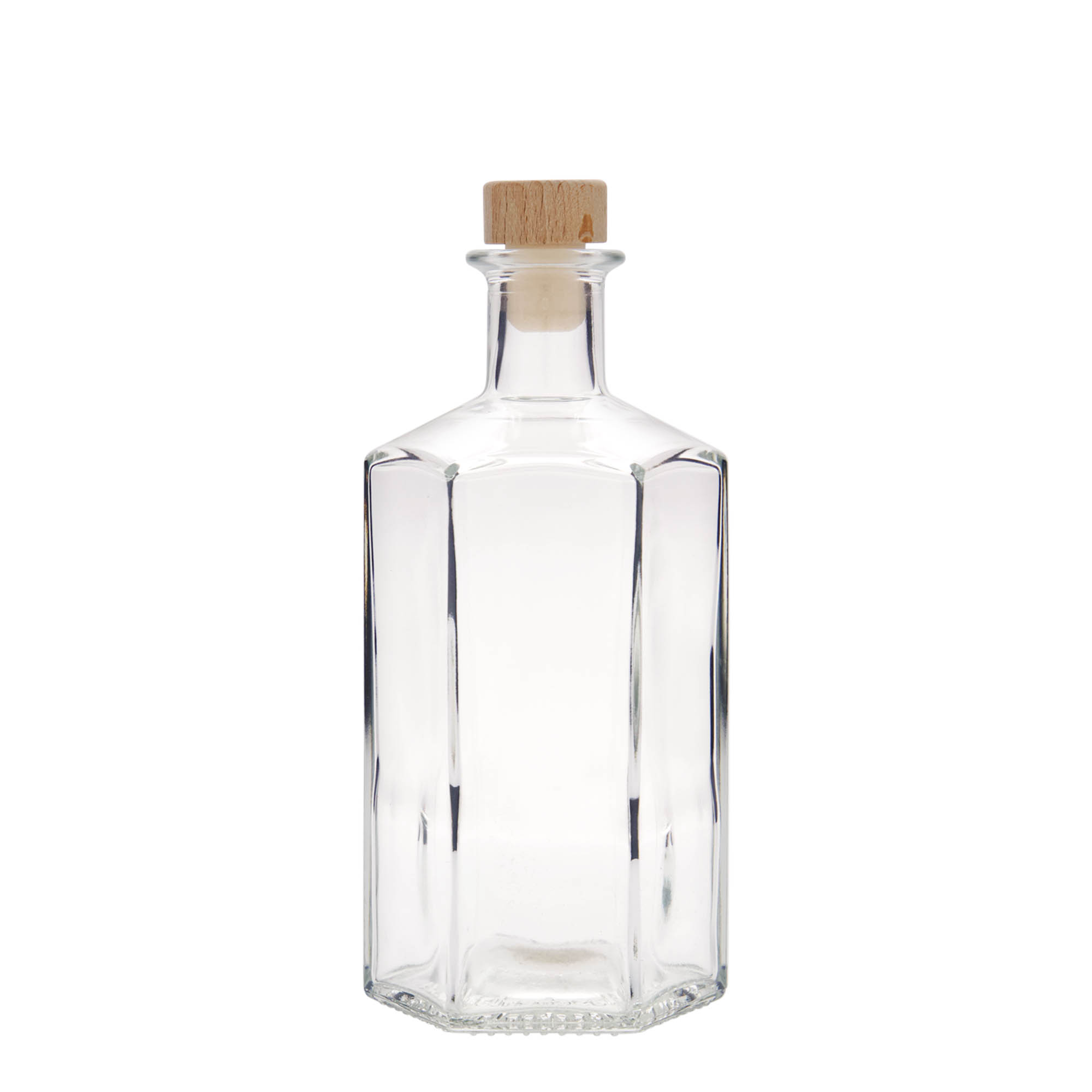 Γυάλινο μπουκάλι φαρμακείου 'Jimmy' 500 ml, εξάγωνο, στόμιο: φελλός