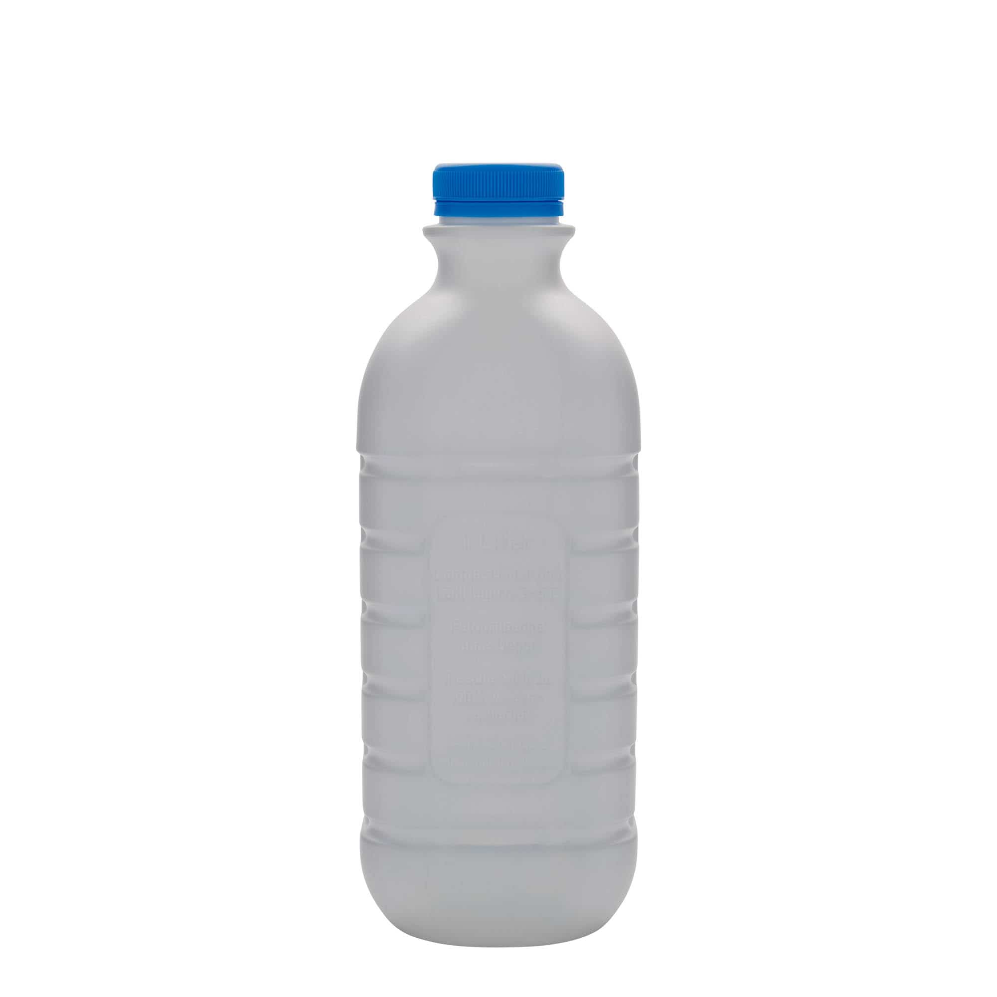 Μπουκάλι για γάλα 1.000 ml, ορθογώνιο, πλαστικό HDPE, λευκό, στόμιο: PEHD40