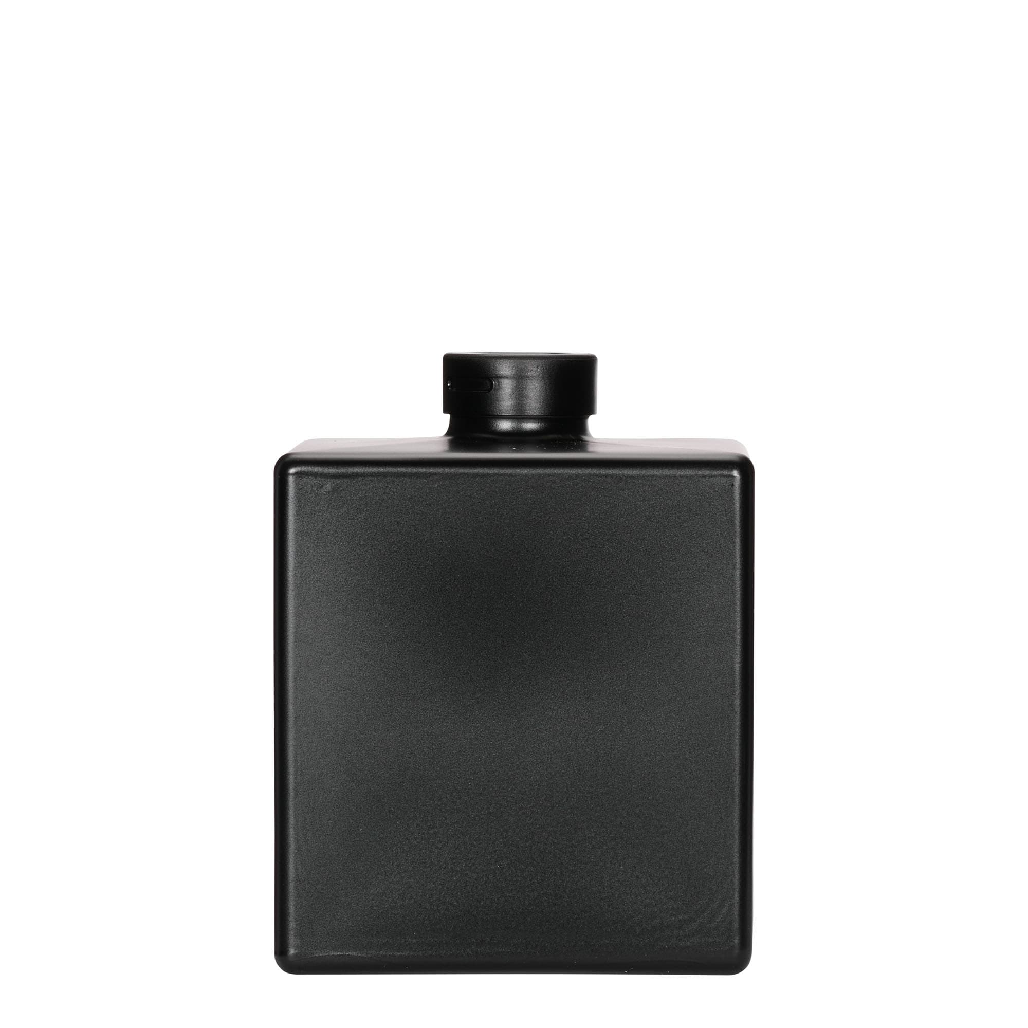 Γυάλινο μπουκάλι 'Cube' 500 ml, τετράγωνο, μαύρο, στόμιο: φελλός