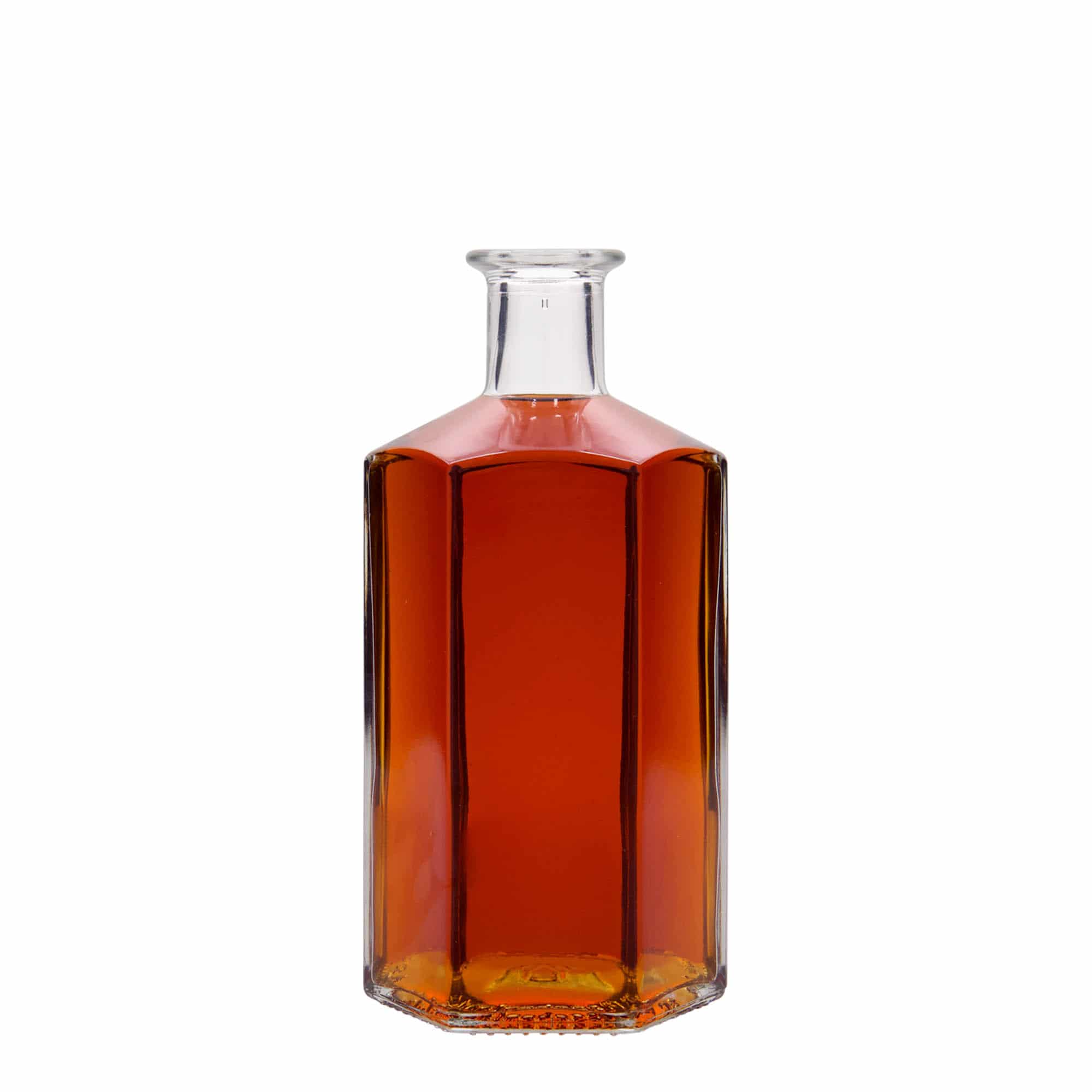 Γυάλινο μπουκάλι φαρμακείου 'Jimmy' 500 ml, εξάγωνο, στόμιο: φελλός