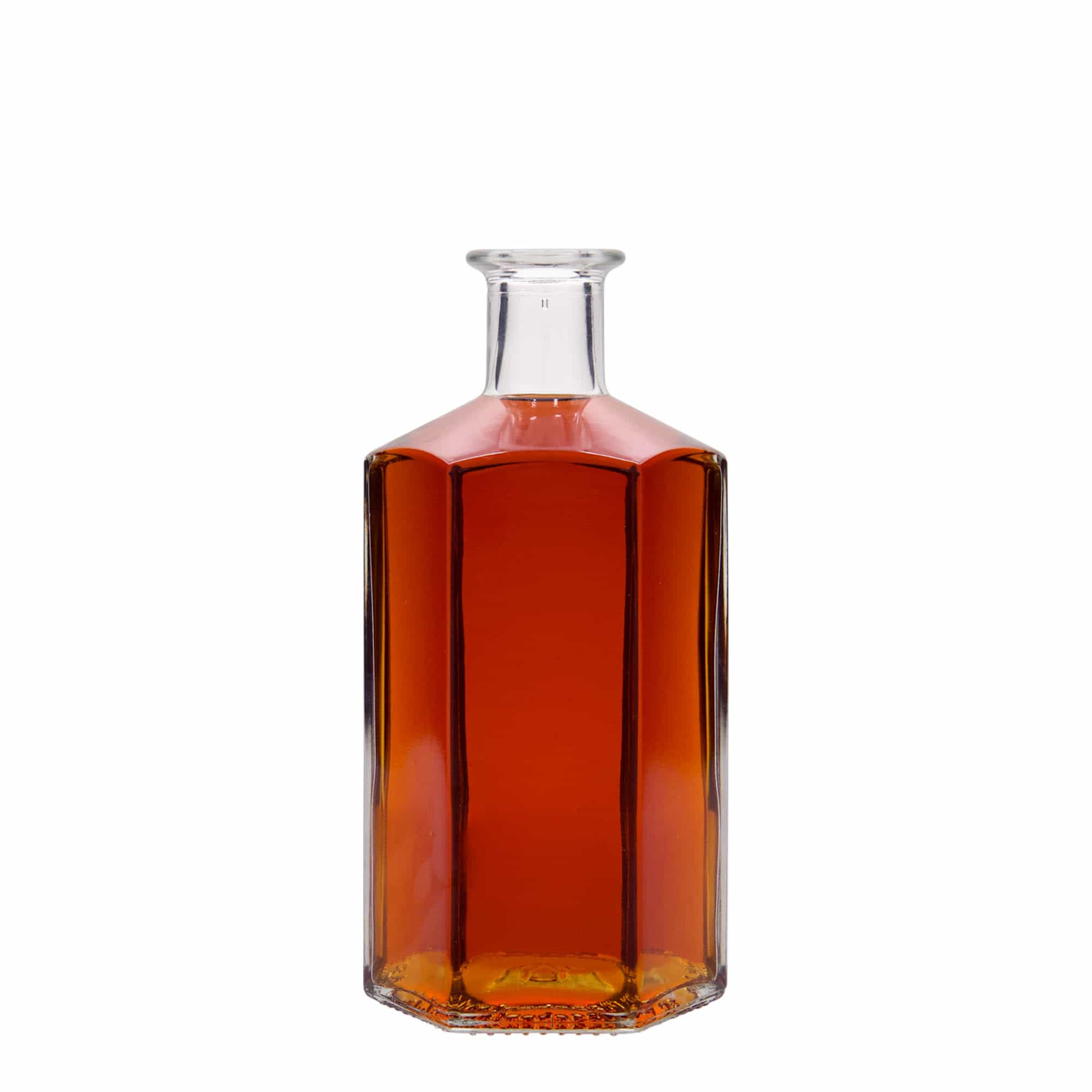 Γυάλινο μπουκάλι φαρμακείου 'Jimmy' 500 ml, εξάγωνο, στόμιο: φελλός