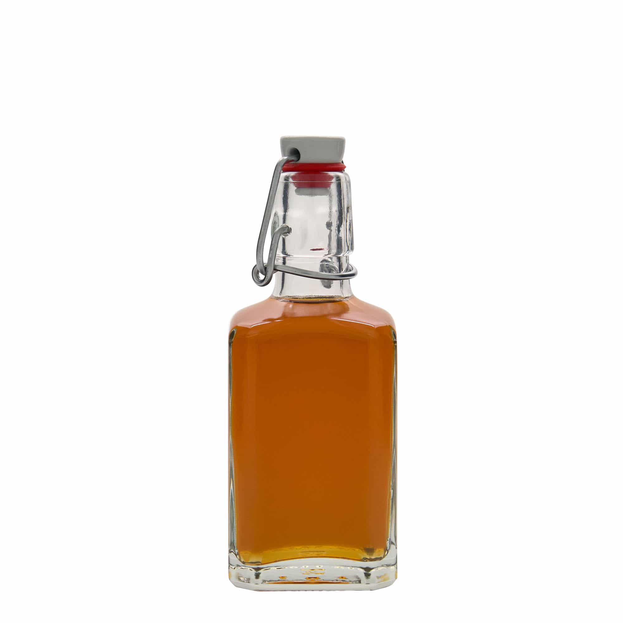 250 ml γυάλινο μπουκάλι 'Rialto', τετράγωνο, στόμιο: με μεταλλικό κλιπ κλεισίματος