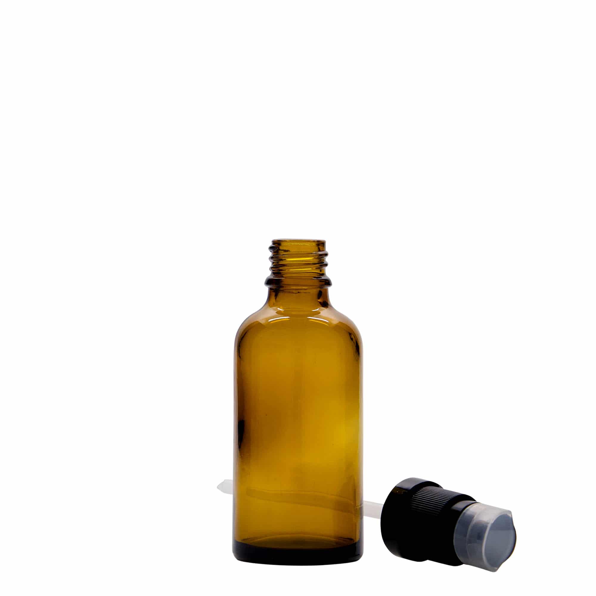 Μπουκάλι φαρμάκου με αντλία λοσιόν 50 ml, γυάλινο, καφέ, στόμιο: DIN 18
