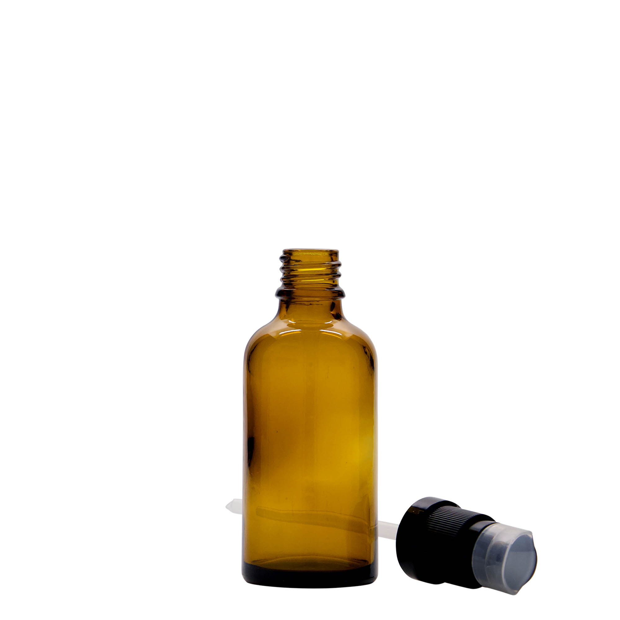 Μπουκάλι φαρμάκου με αντλία λοσιόν 50 ml, γυάλινο, καφέ, στόμιο: DIN 18