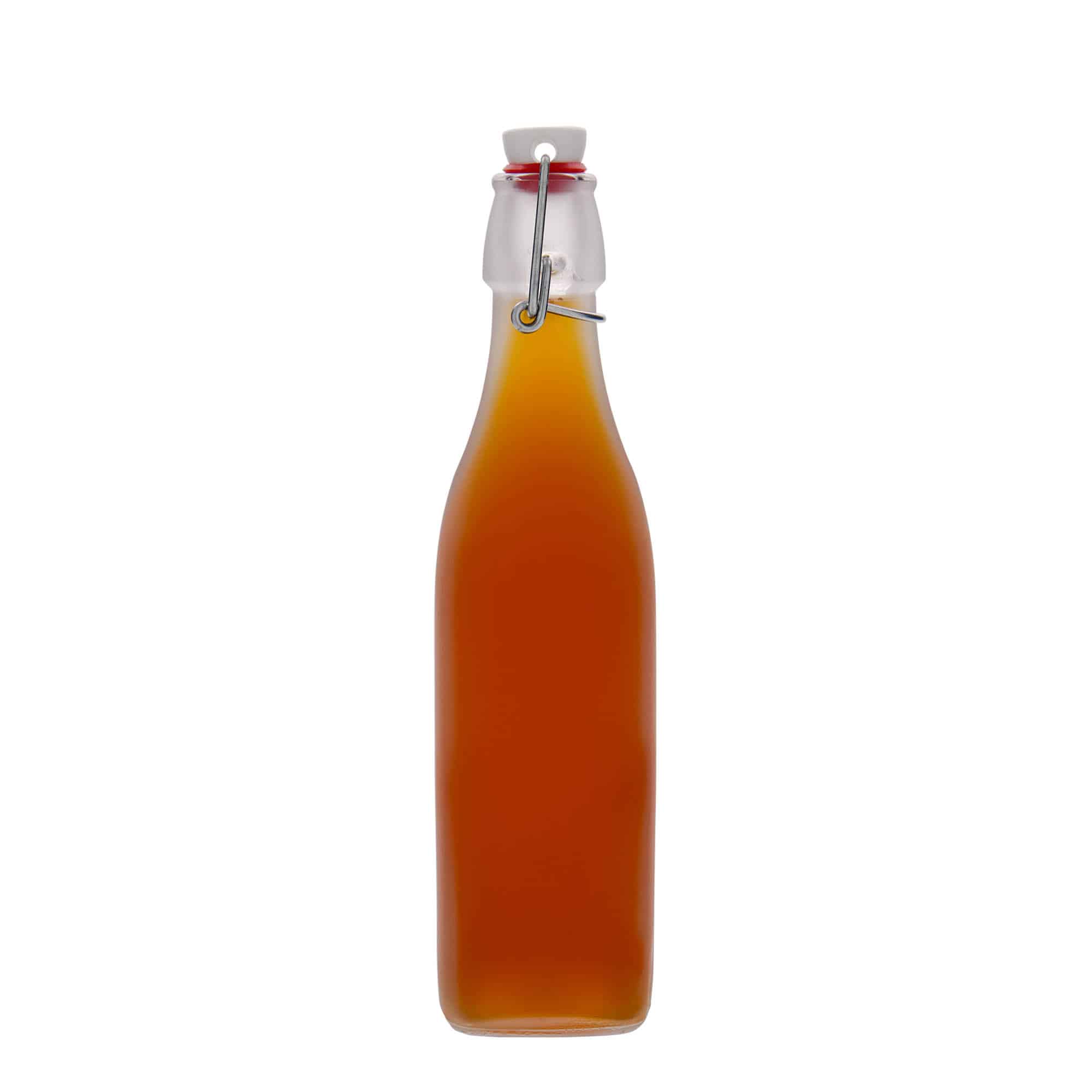 Γυάλινο μπουκάλι 'Swing' 500 ml, τετράγωνο, λευκό, στόμιο: μηχανικό πώμα