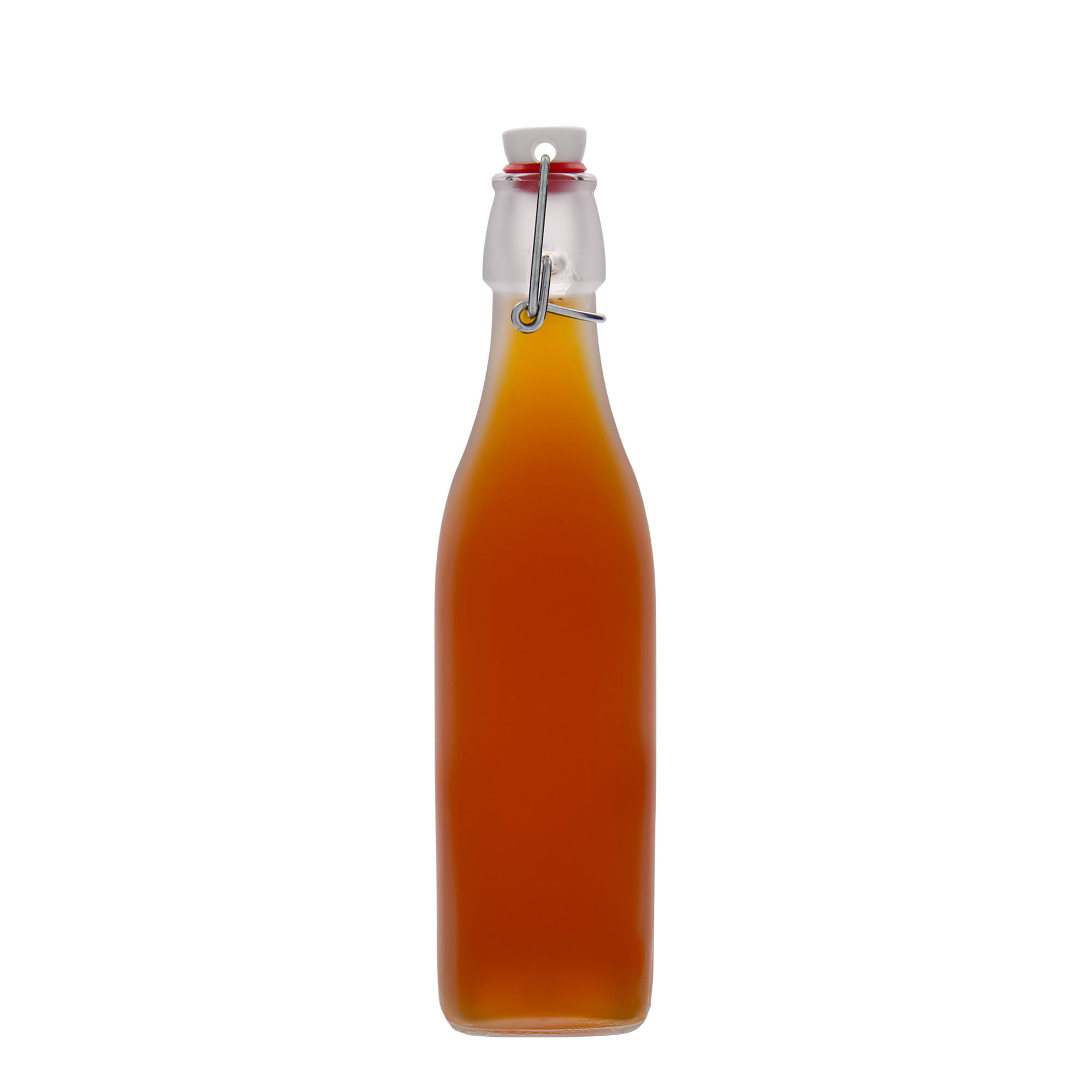 Γυάλινο μπουκάλι 'Swing' 500 ml, τετράγωνο, λευκό, στόμιο: μηχανικό πώμα