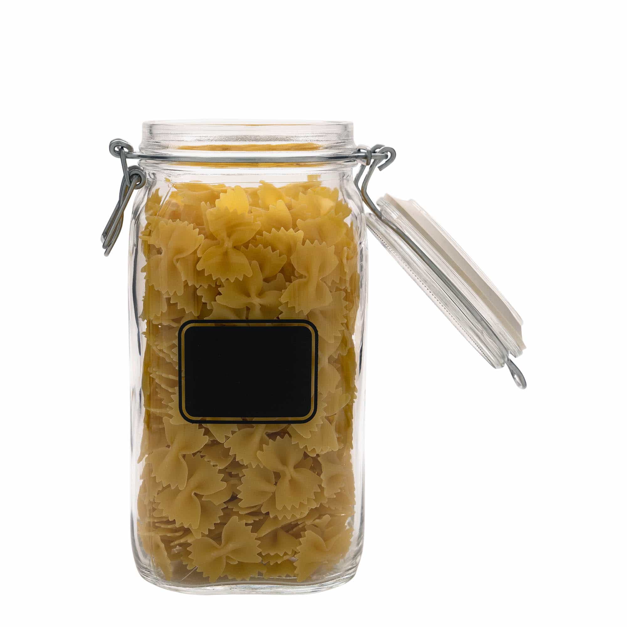 Βάζο με καπάκι με κλιπ 'Fido' 1.500 ml, σχήμα: πλαίσιο ετικέτας, τετράγωνο, στόμιο: καπάκι με κλιπ