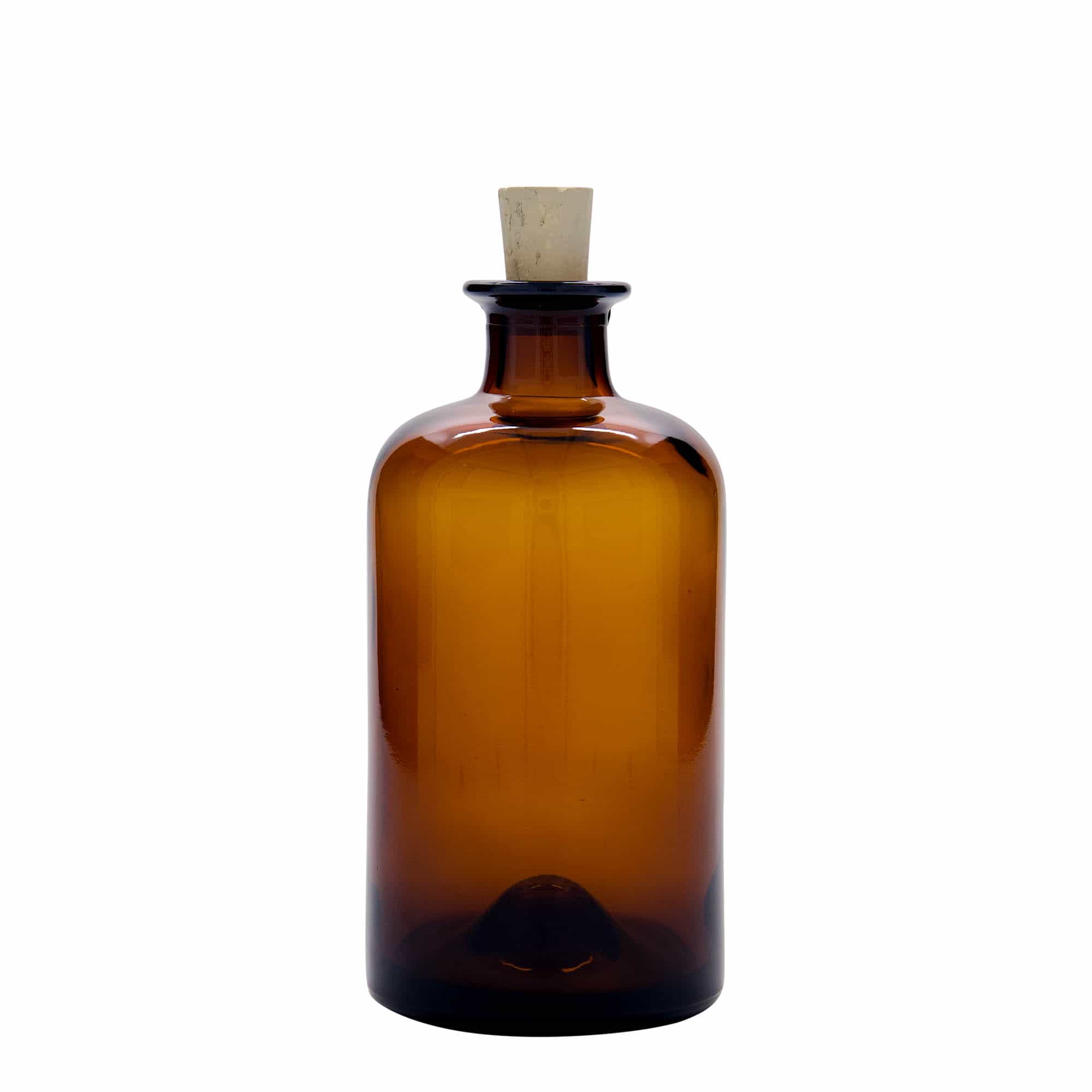 Γυάλινο μπουκάλι φαρμακείου 500 ml, καφέ, στόμιο: φελλός