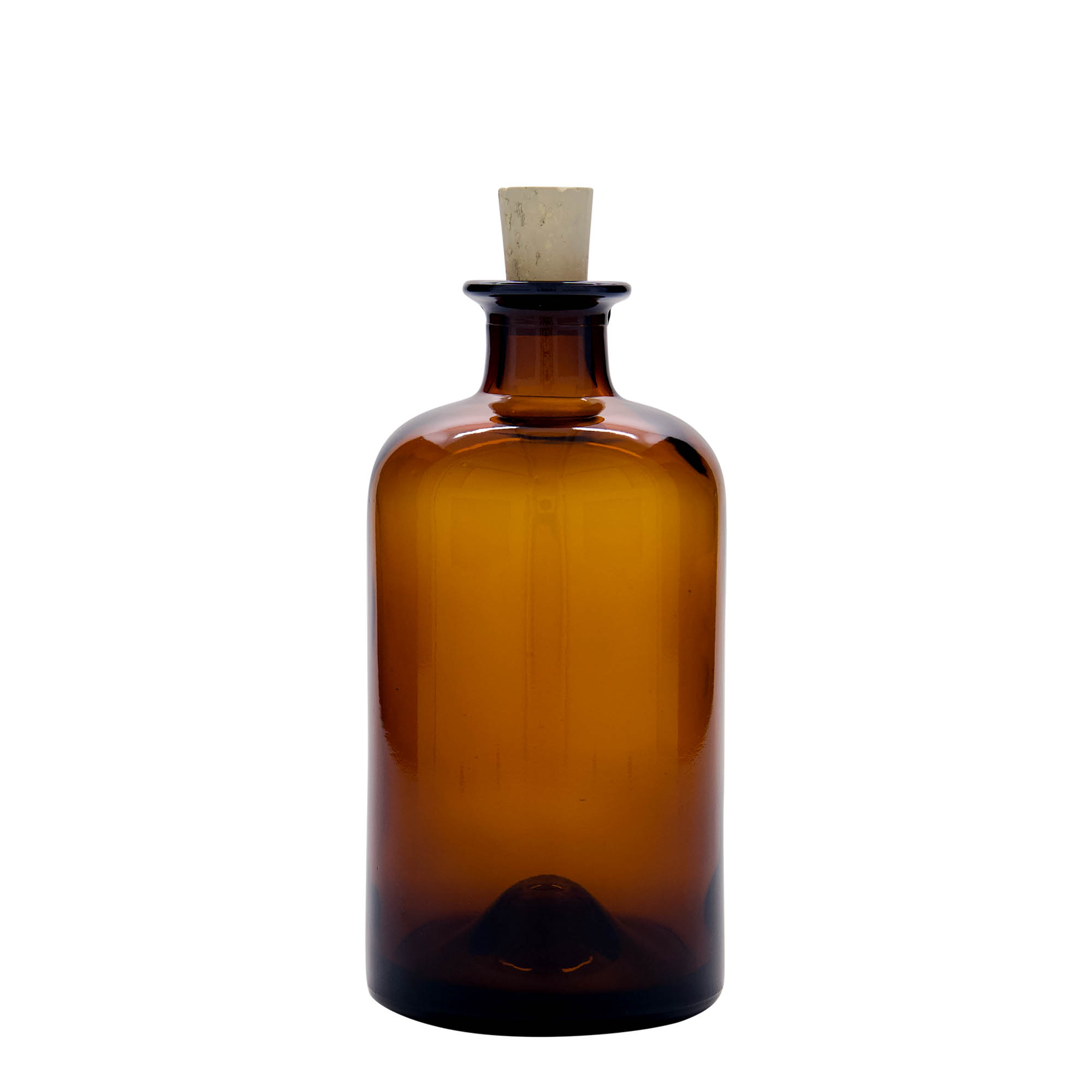 Γυάλινο μπουκάλι φαρμακείου 500 ml, καφέ, στόμιο: φελλός