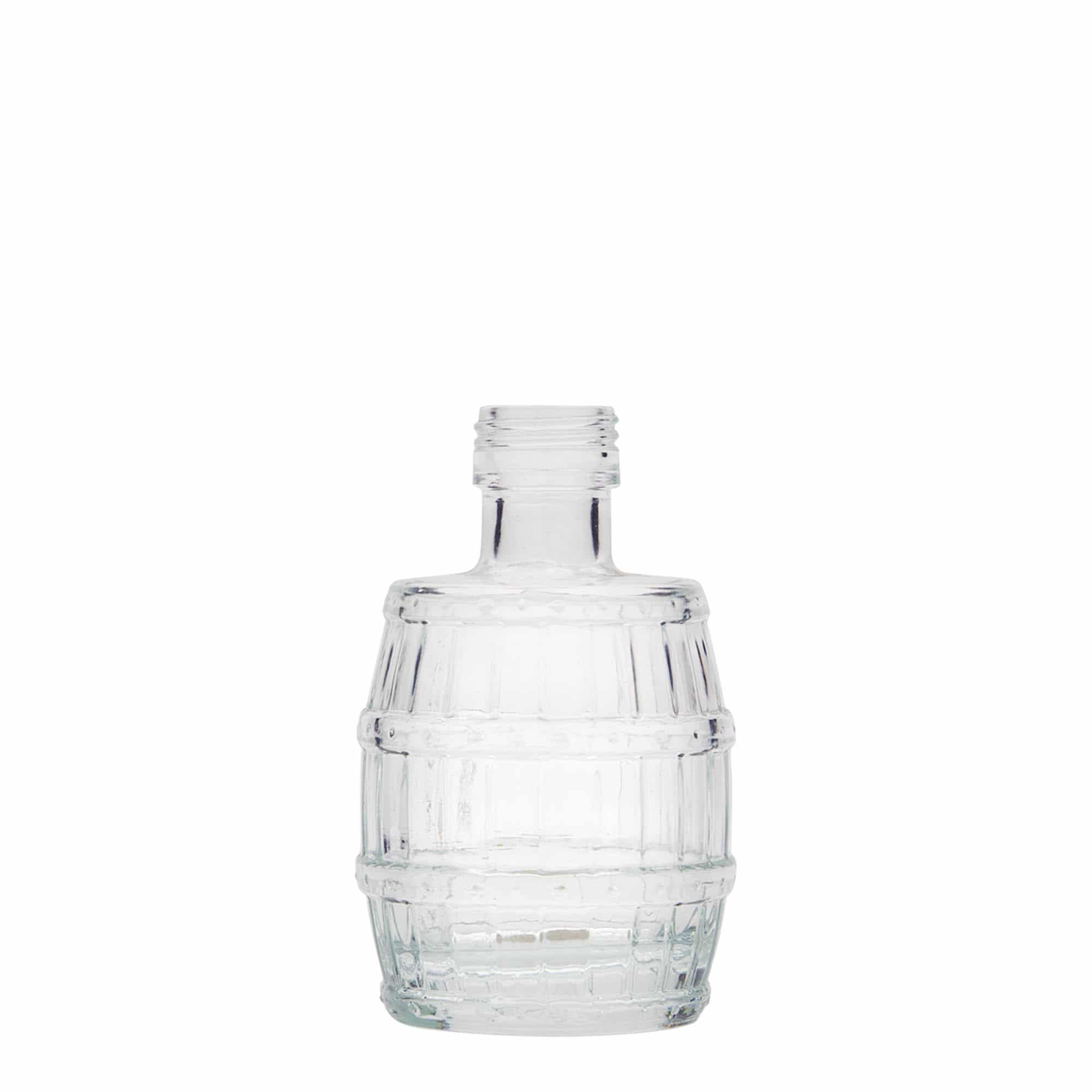 Γυάλινο μπουκάλι 'Βαρέλι' 100 ml, στόμιο: PP 24 Γυάλινο μπουκάλι 'Βαρέλι' 100 ml, στόμιο: PP 24