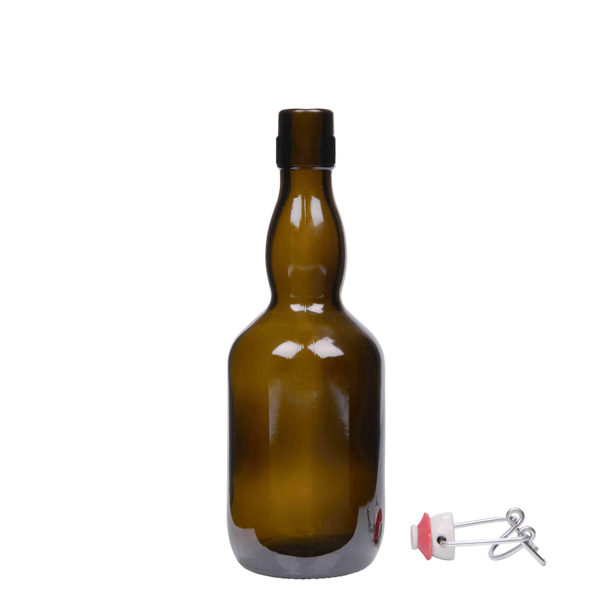 Μπουκάλι μπύρας με φαρδύ λαιμό 500 ml, γυάλινο, πράσινο αντικέ, στόμιο: μηχανικό πώμα