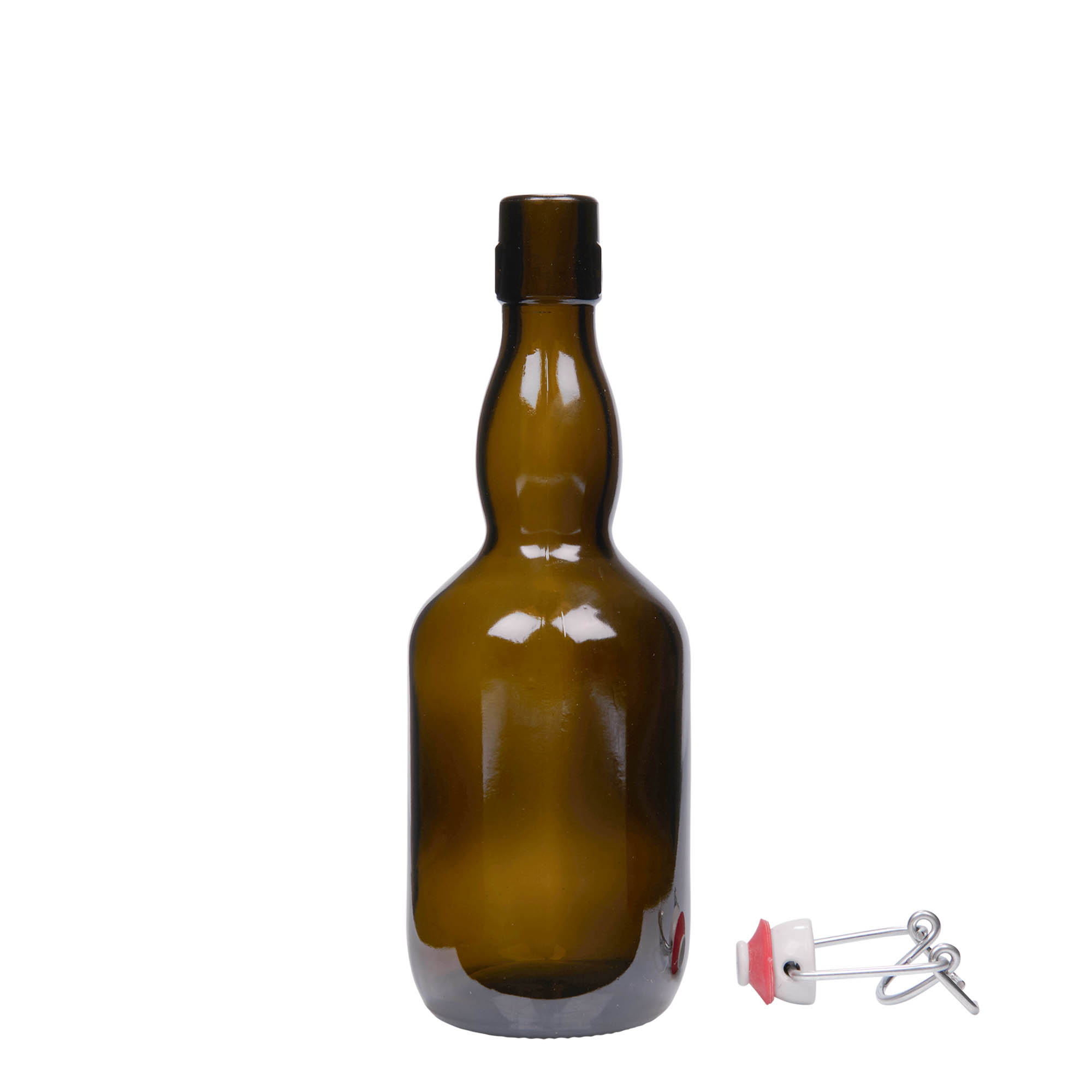 Μπουκάλι μπύρας με φαρδύ λαιμό 500 ml, γυάλινο, πράσινο αντικέ, στόμιο: μηχανικό πώμα