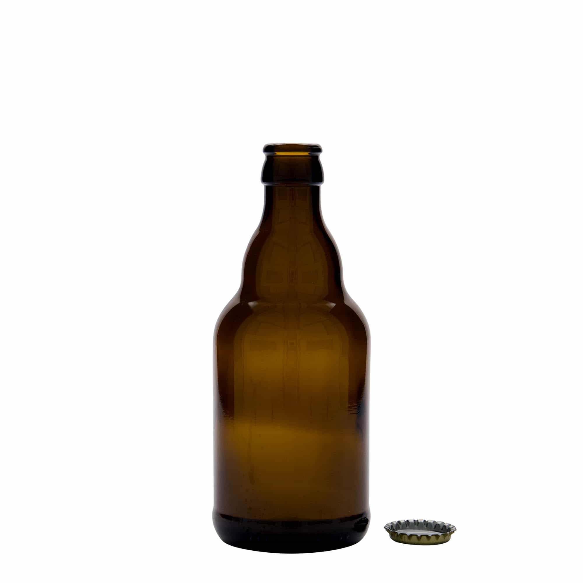 330 ml μπουκάλι μπύρας 'Steinie', γυαλί, καφέ, στόμιο: καπάκι Kronkorken