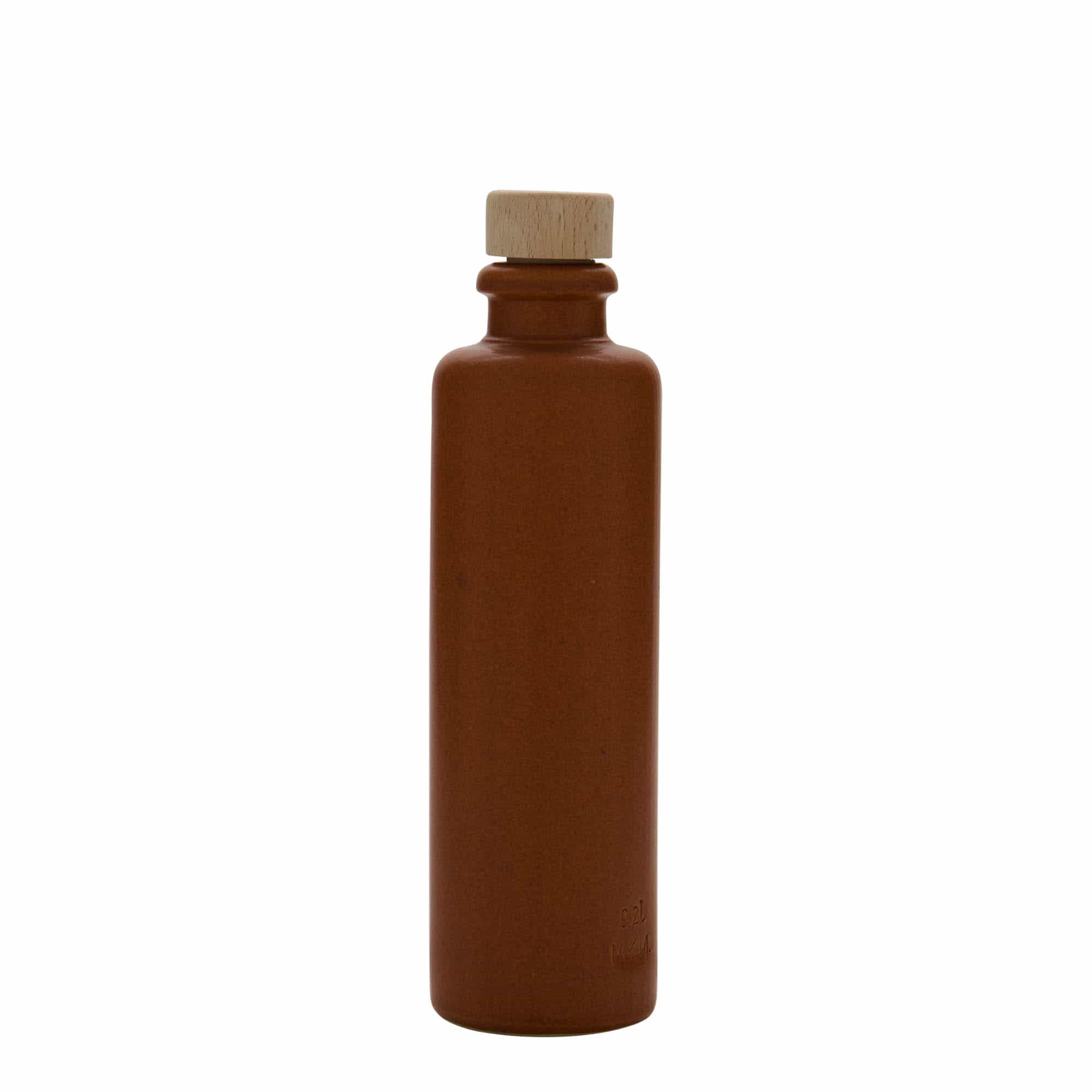 Κεραμικό μπουκάλι 200 ml, κεραμικό, κόκκινο-καφέ, στόμιο: φελλός