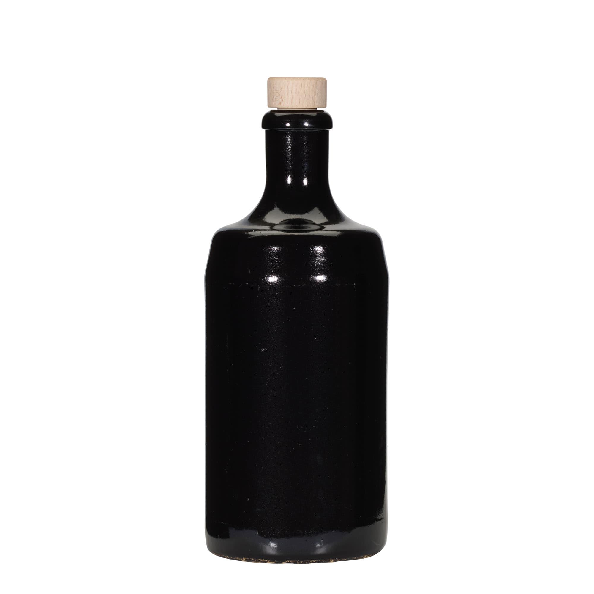 700 ml πήλινο δοχείο 'Calvados, πέτρινο σκεύος, μαύρο, στόμιο: φελλός