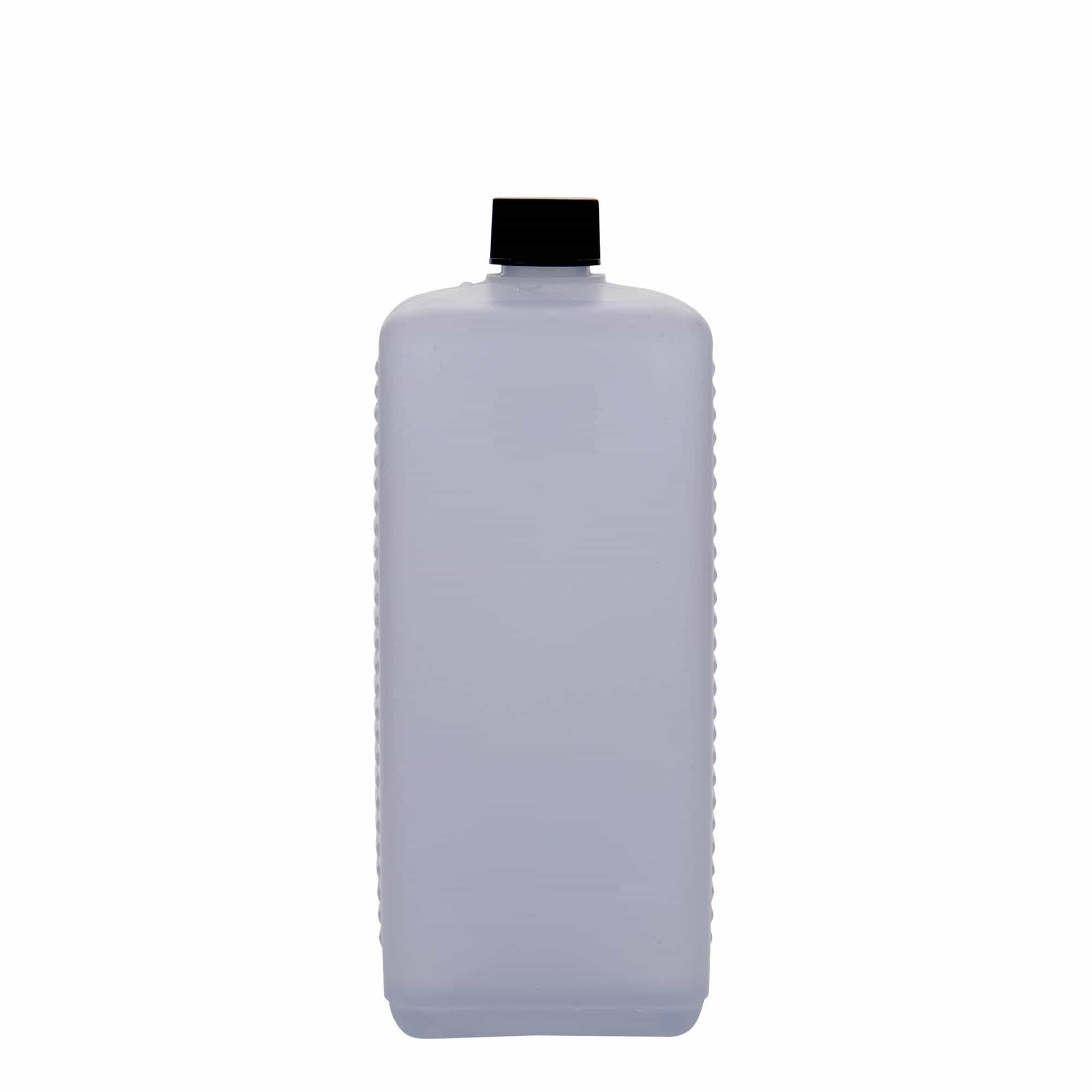 Ορθογώνιο μπουκάλι 1.000 ml, πλαστικό HDPE, φυσικό χρώμα, στόμιο: DIN 25 EPE
